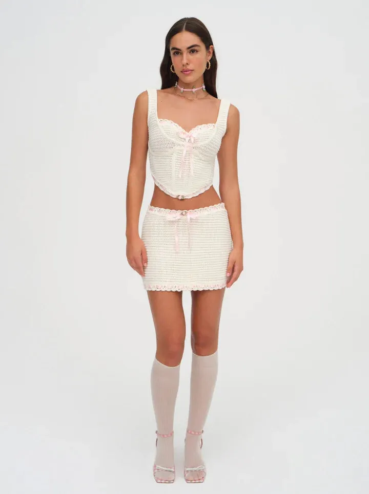 Kelsey Crochet Mini Skirt ~ Cream