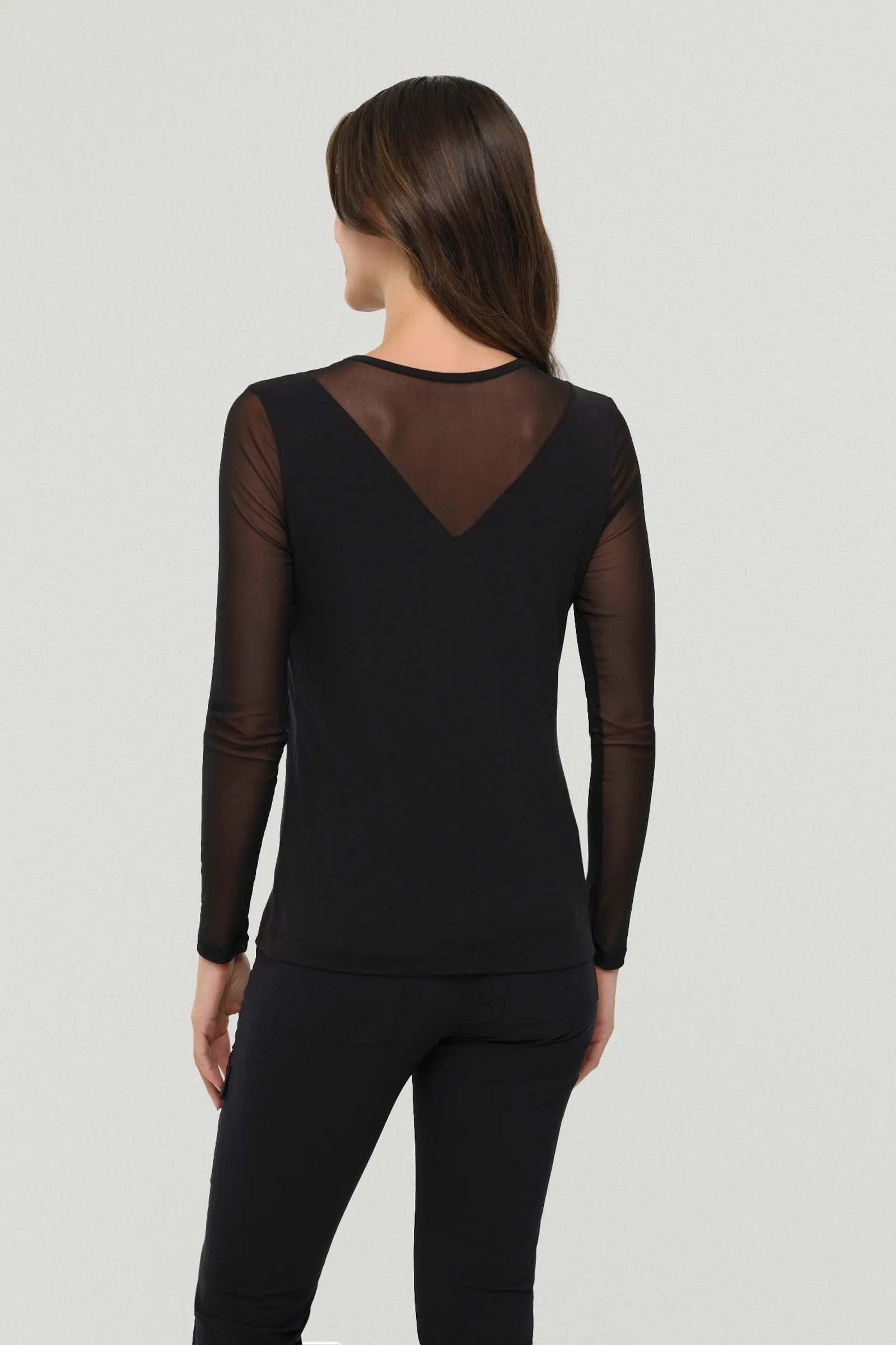 Kim Mesh-Sleeve Top in Pima Modal