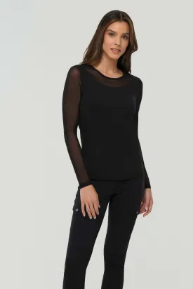 Kim Mesh-Sleeve Top in Pima Modal