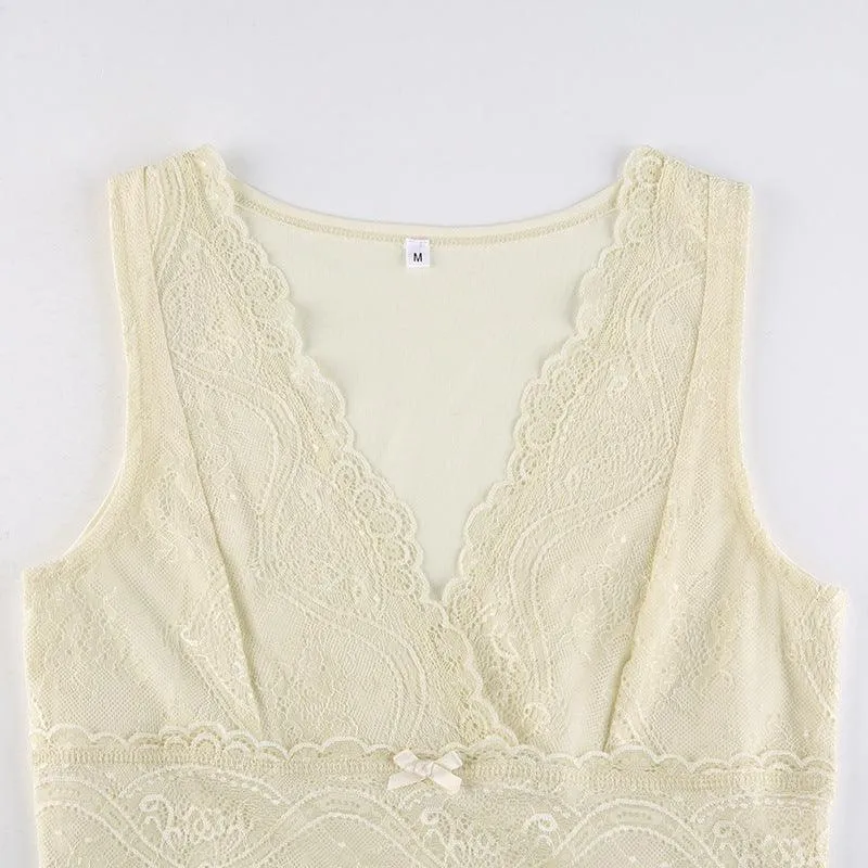 Lace V-Neck Ruched Cami Top