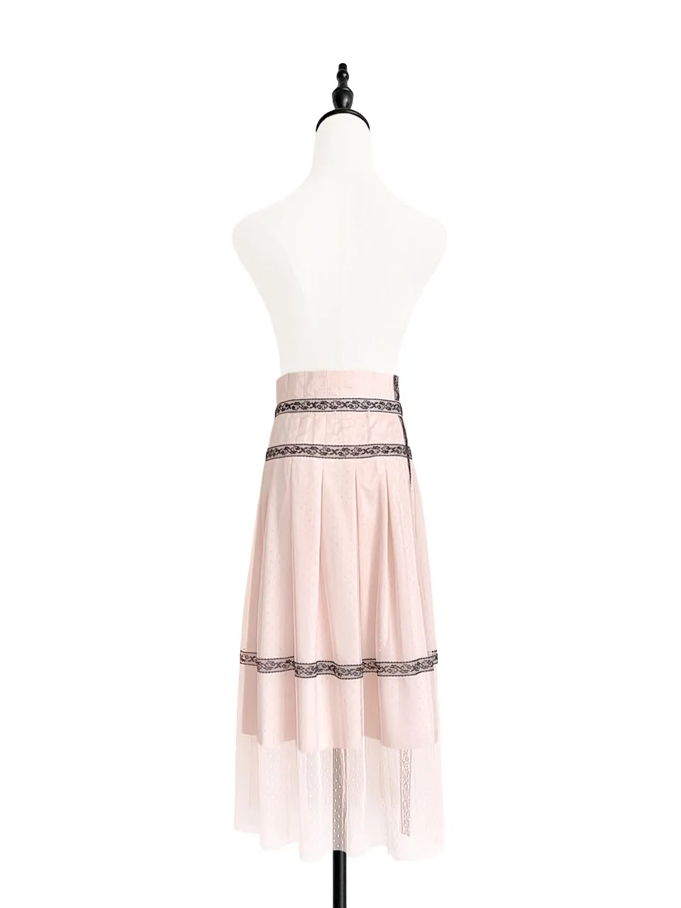 Last Chance! Blush Pink Lace Trim Tulle Layer Pleated Wrap Skirt