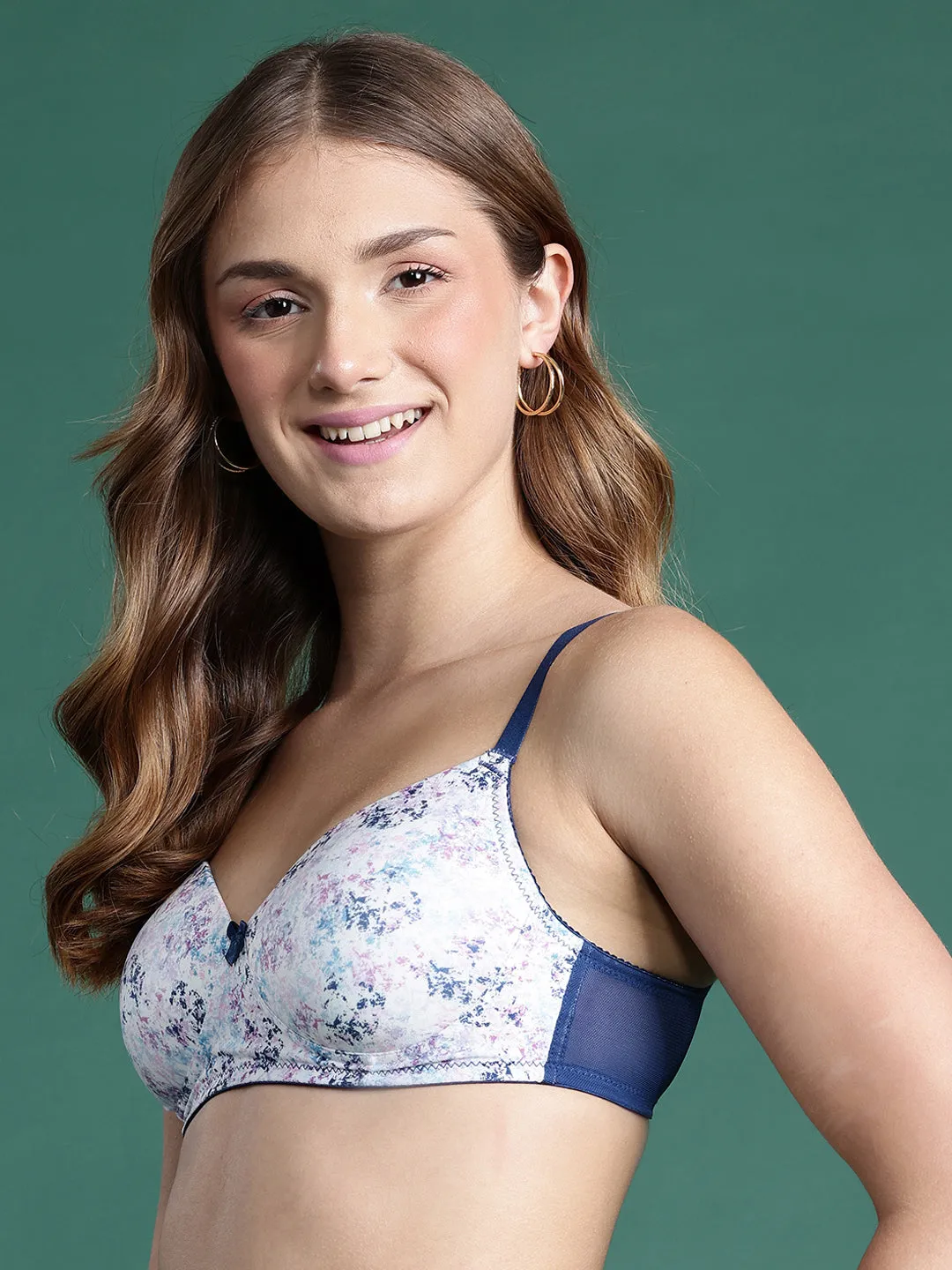 Leading Lady Women's Printed Lightly Padded Non Wired T-Shirt Bra | Full Coverage Everyday Bra [ BRA-4097-1 ]