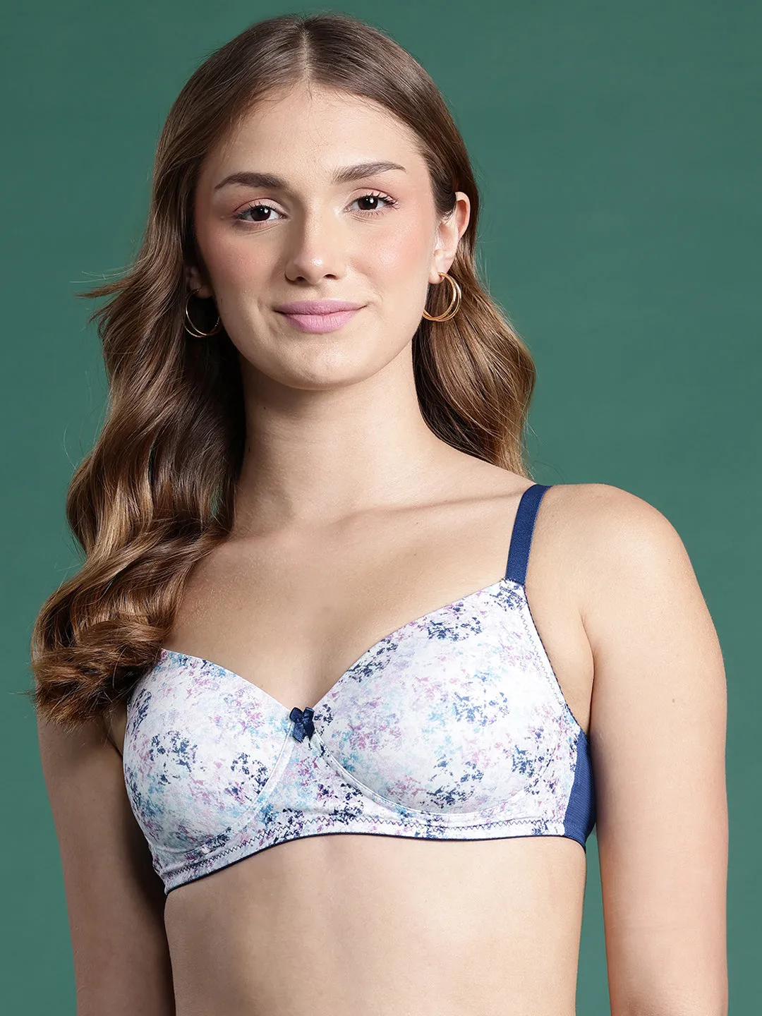 Leading Lady Women's Printed Lightly Padded Non Wired T-Shirt Bra | Full Coverage Everyday Bra [ BRA-4097-1 ]