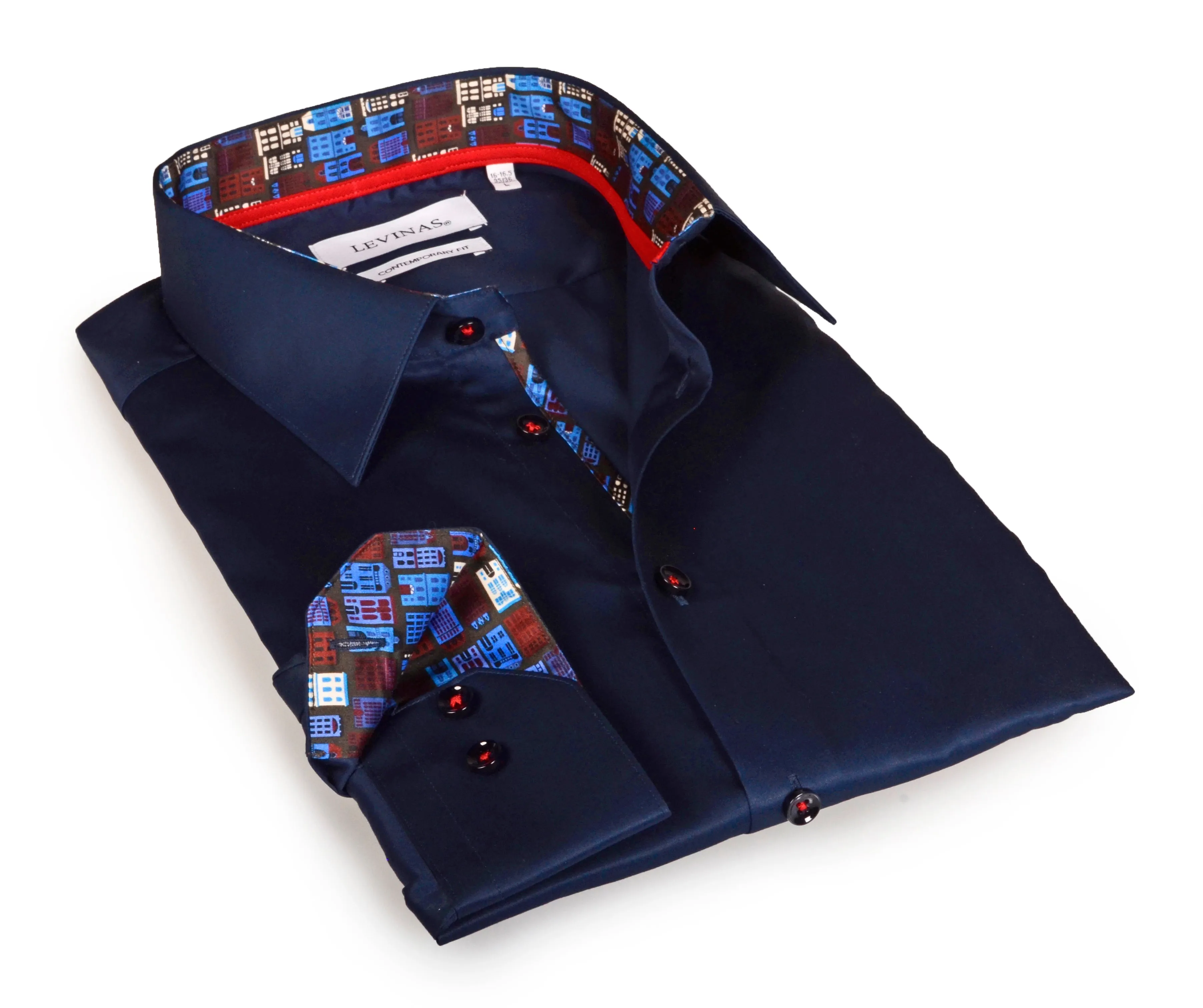 Legendary  Button-Up Shirt With Contrast Details // Navy // Contemporary Fit (Regular)