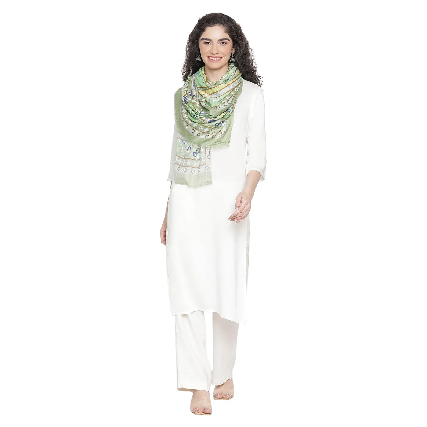 Light Grey Printed Modal Silk Stole