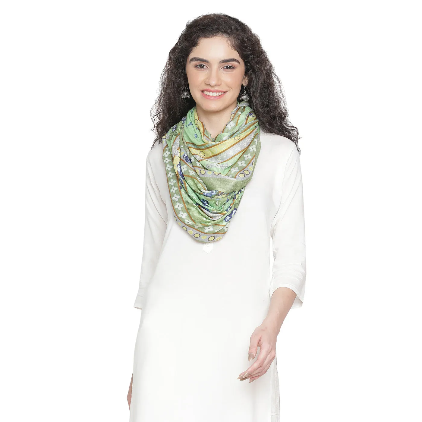 Light Grey Printed Modal Silk Stole