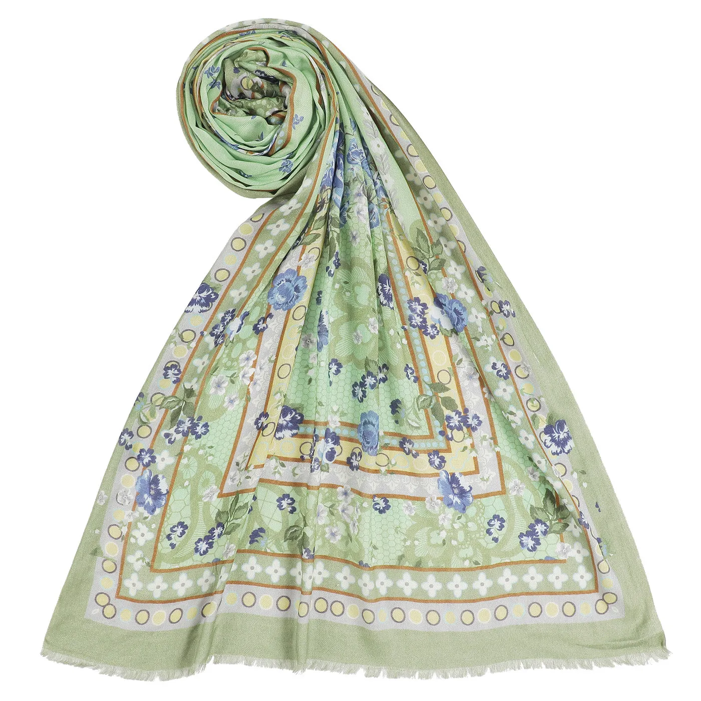 Light Grey Printed Modal Silk Stole