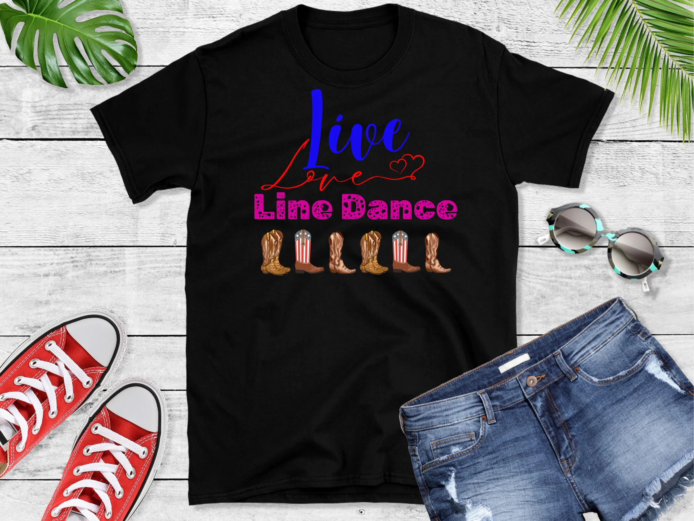 Live Love Line Dance T-Shirt, Dancing T-shirt, Boot Scootin T-Shirt, Country Music