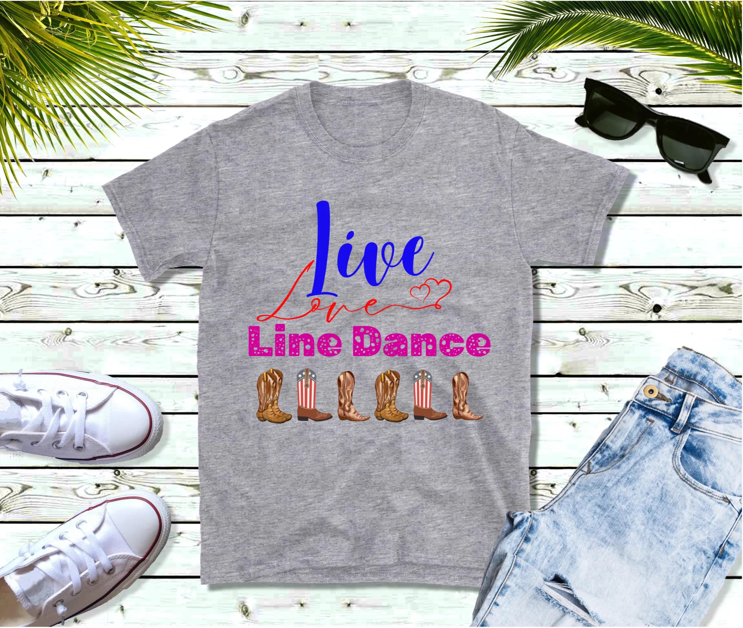 Live Love Line Dance T-Shirt, Dancing T-shirt, Boot Scootin T-Shirt, Country Music