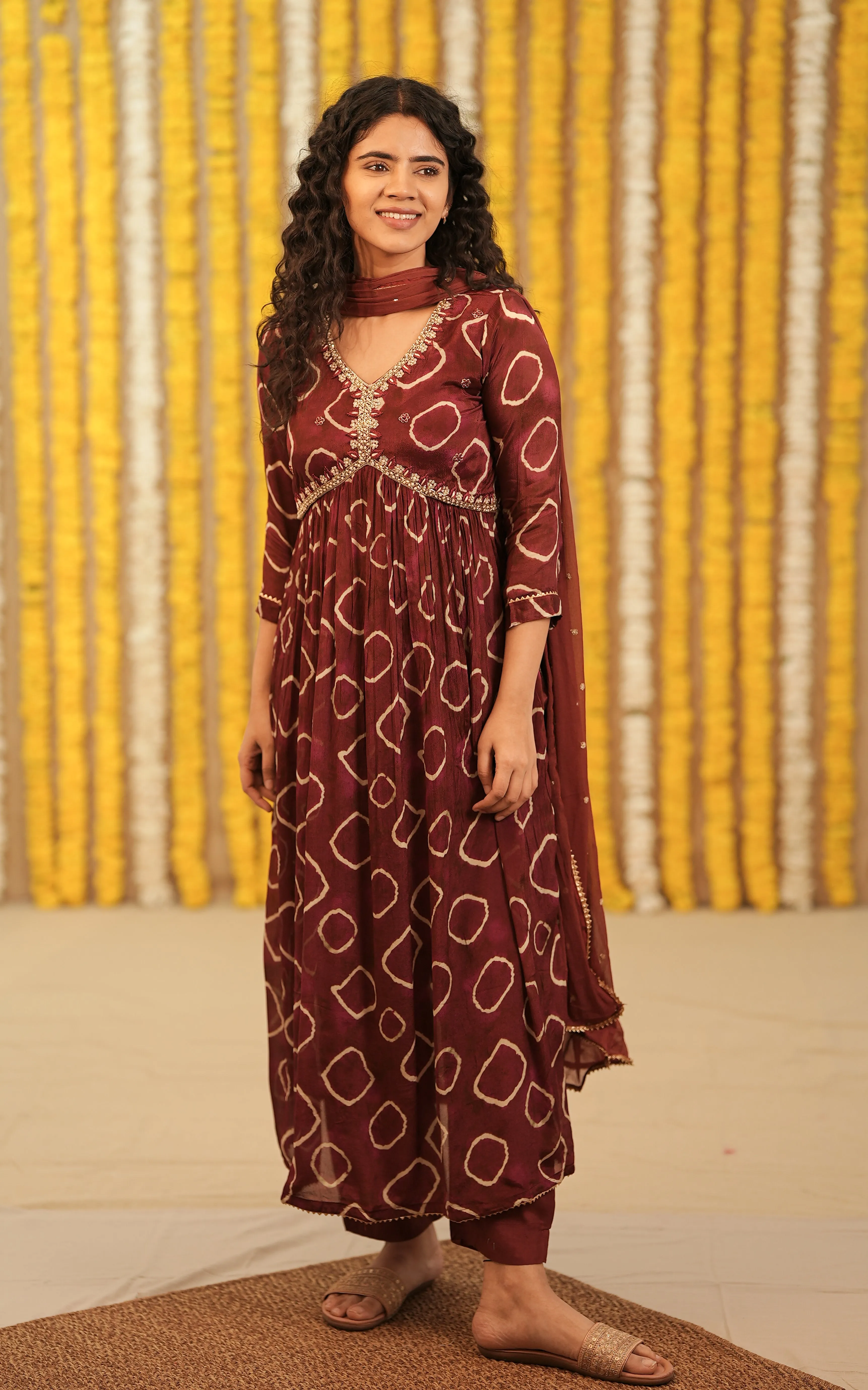 Mirunalini Maroon  (Kurti Pant Dupatta)