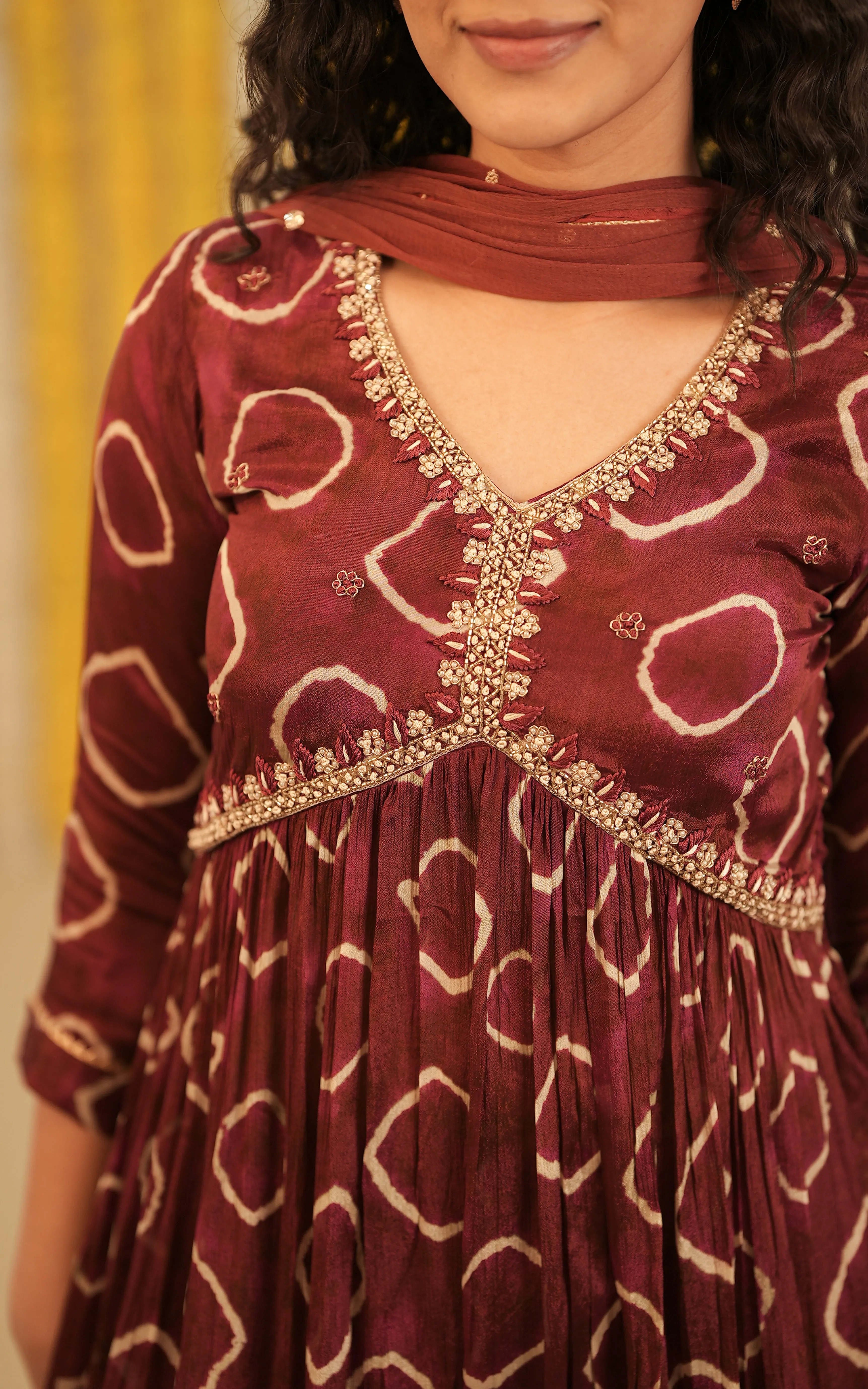 Mirunalini Maroon  (Kurti Pant Dupatta)