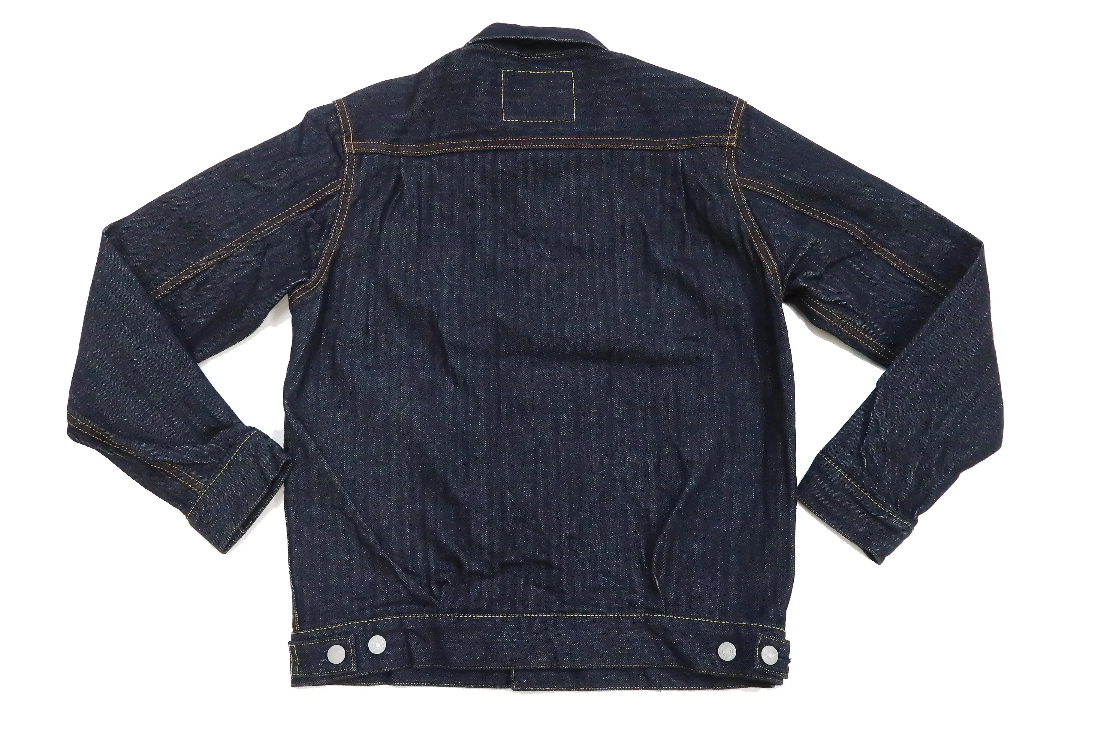 Momotaro Jeans Jacket Men's Modern Indigo Herringbone Denim Trucker Jacket MJK0010M23R Indigo