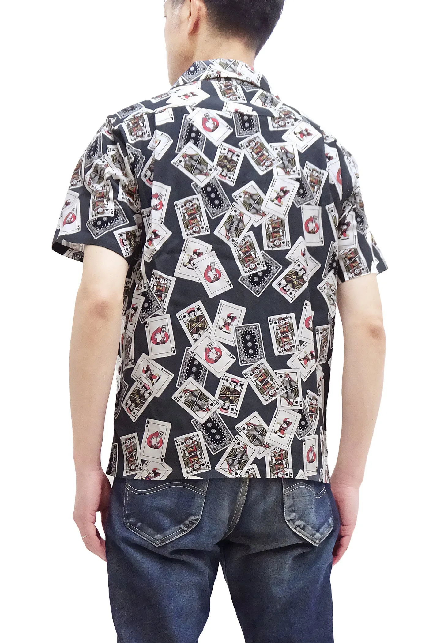 Momotaro Jeans Shirt Men's Short Sleeve Japanese Aloha Shirt Hawaiian Shirt MSS1010M31 Black