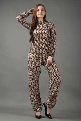 Multicolored Geometric Printed Night Suit Set