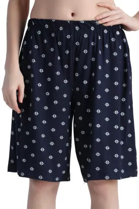 Navy Blue Geometric Printed Shorts