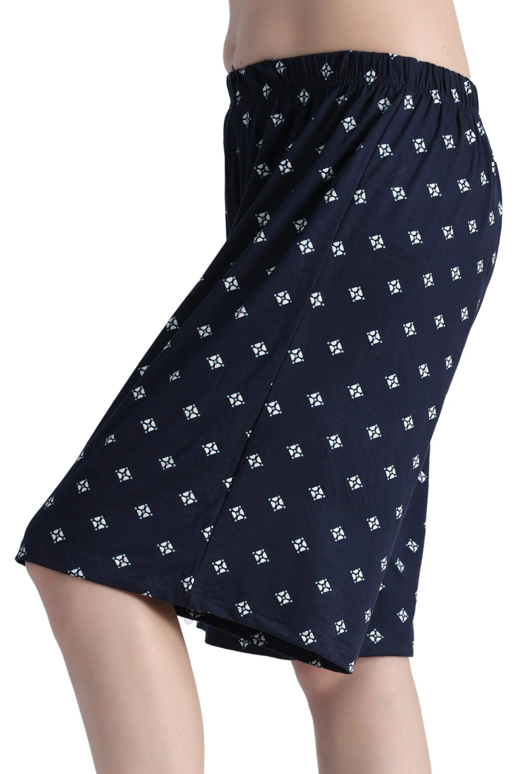 Navy Blue Geometric Printed Shorts