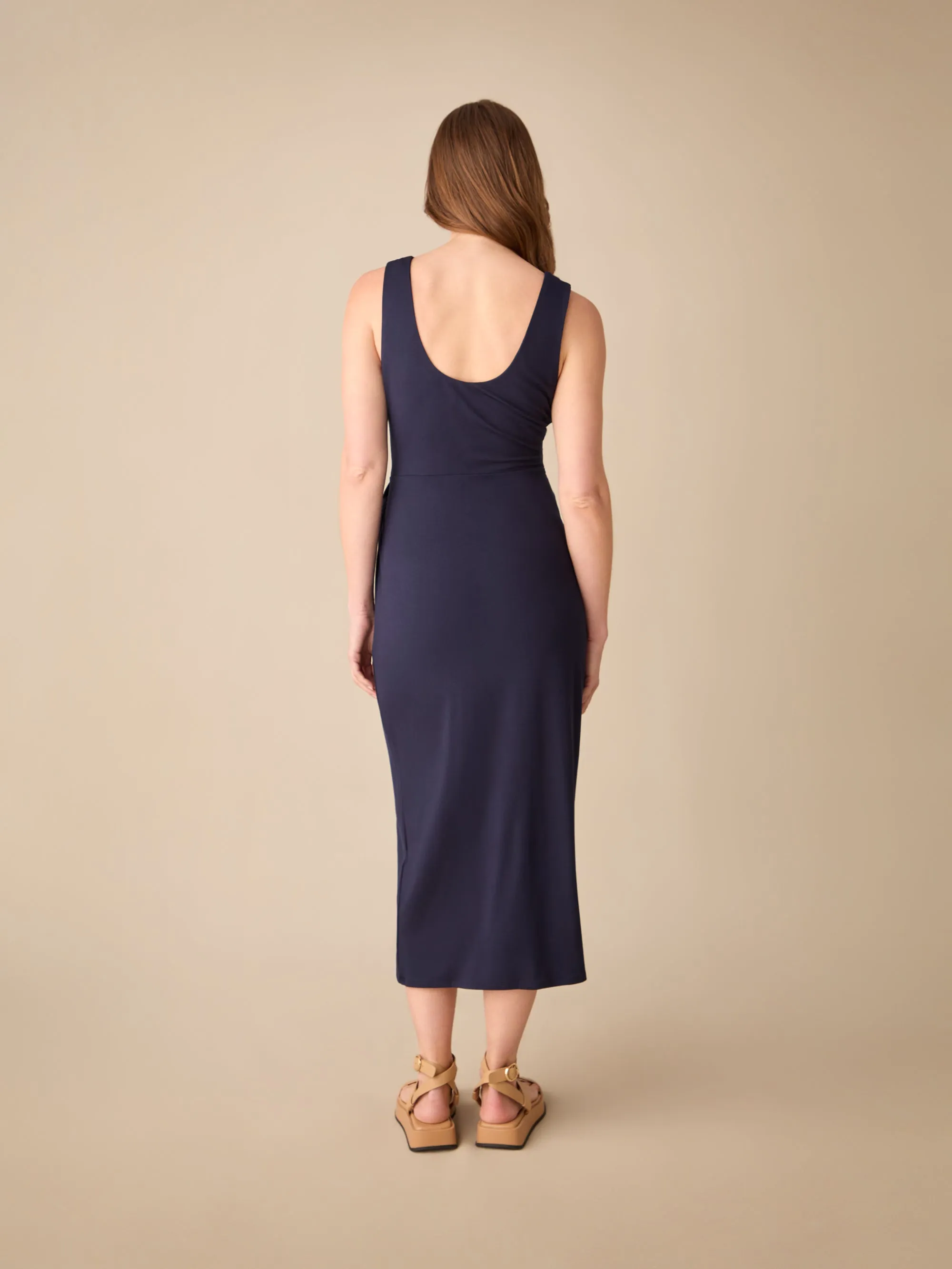 Petite Navy Jersey Tie Waist Dress