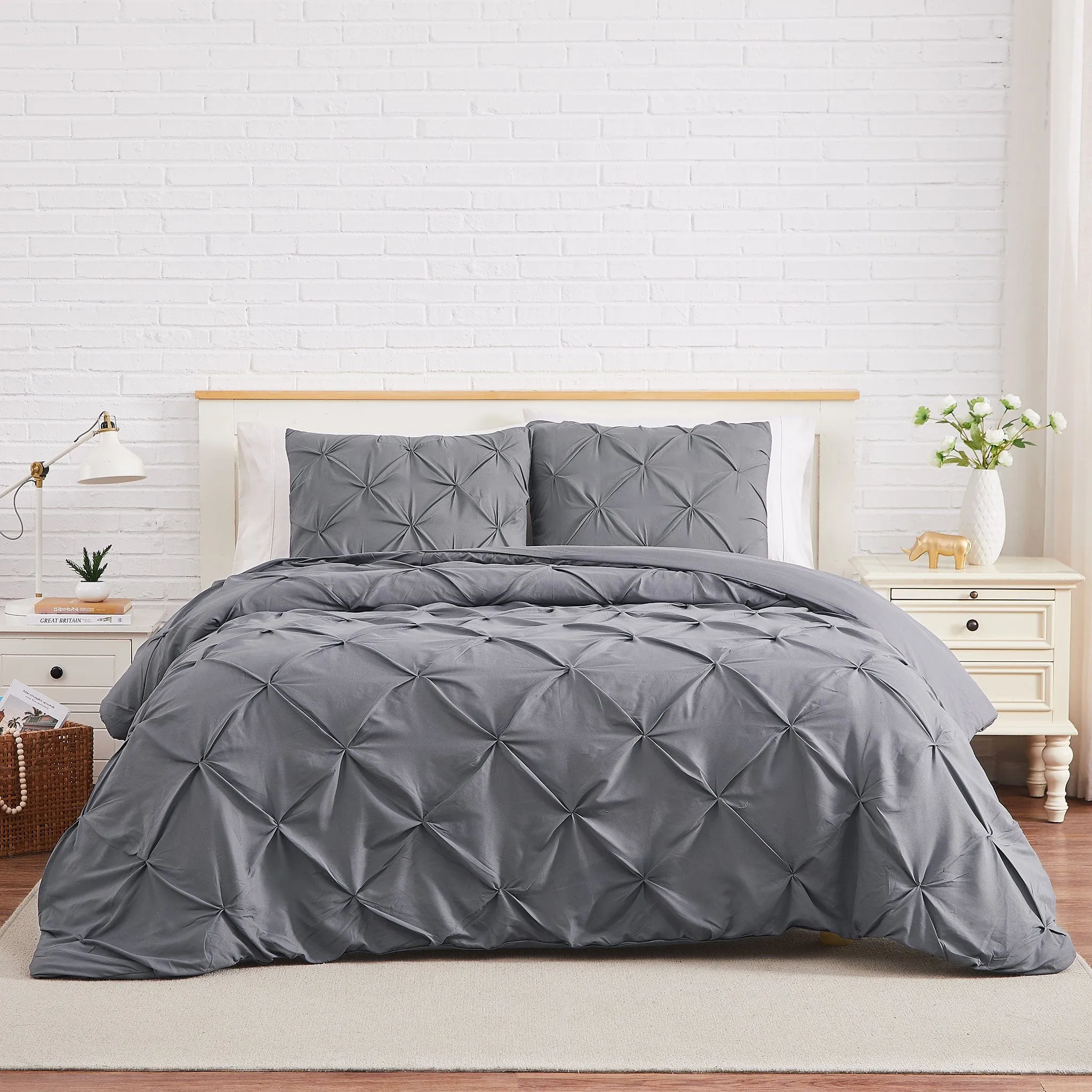 Pintuck Pinch Pleated Duvet Cover Set