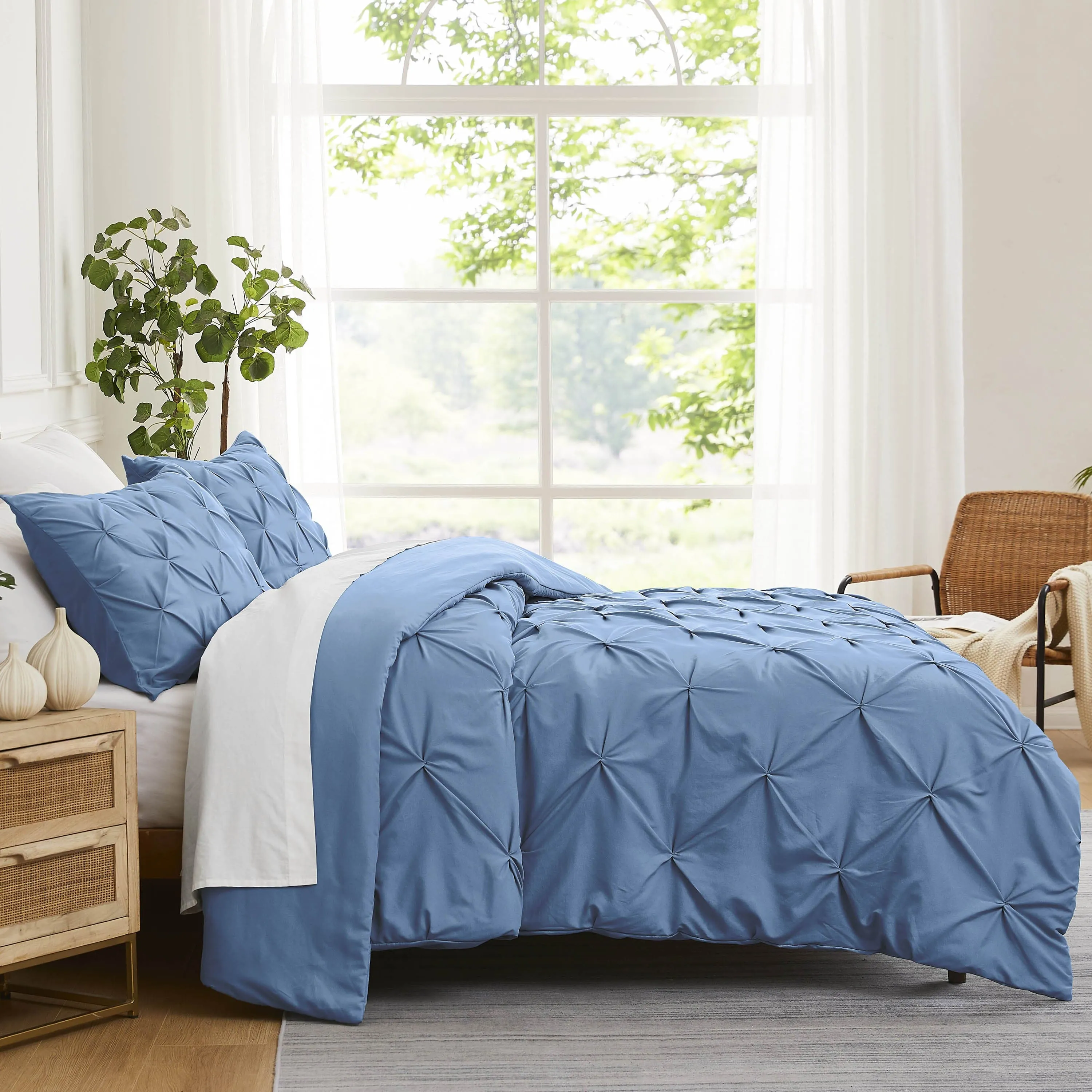 Pintuck Pinch Pleated Duvet Cover Set