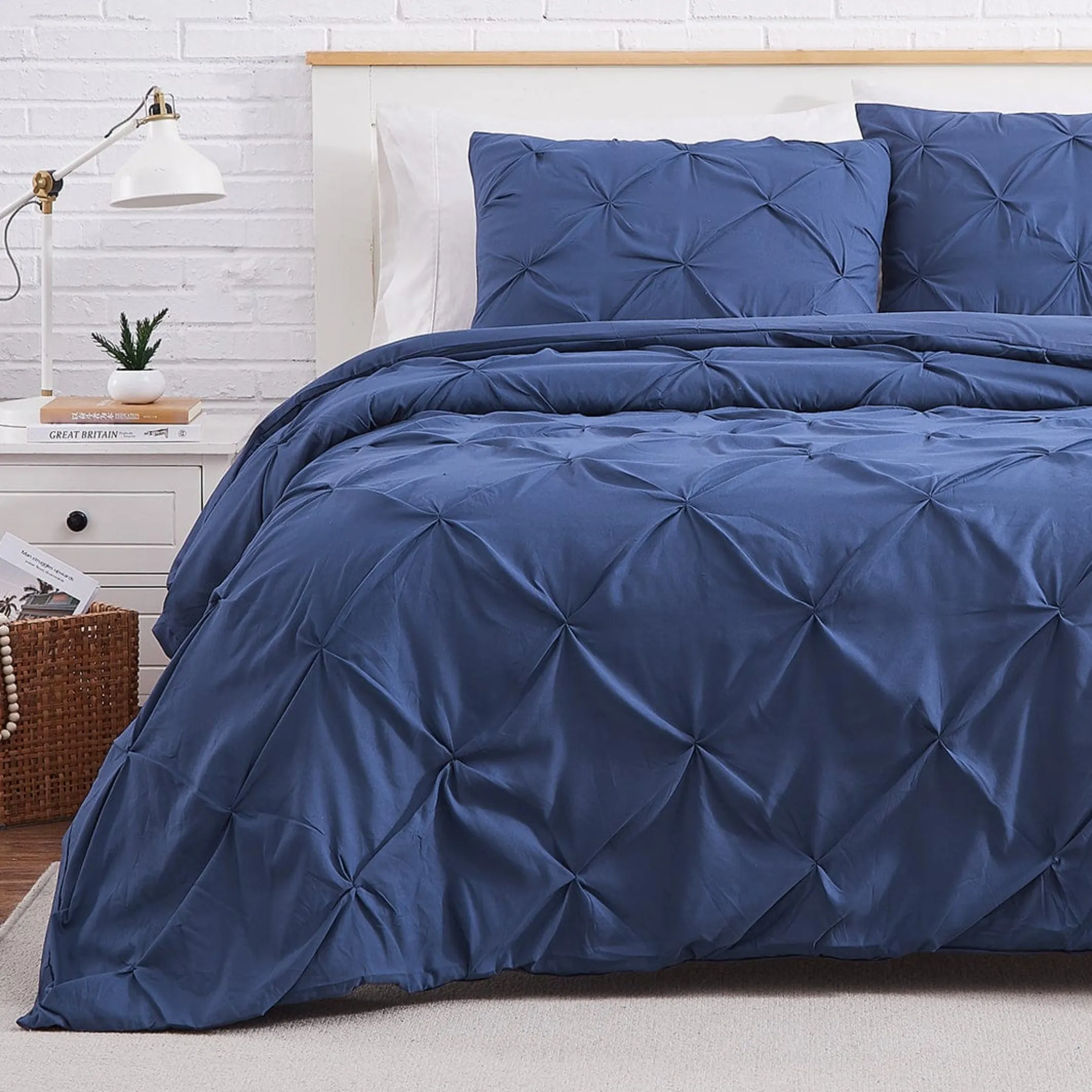 Pintuck Pinch Pleated Duvet Cover Set