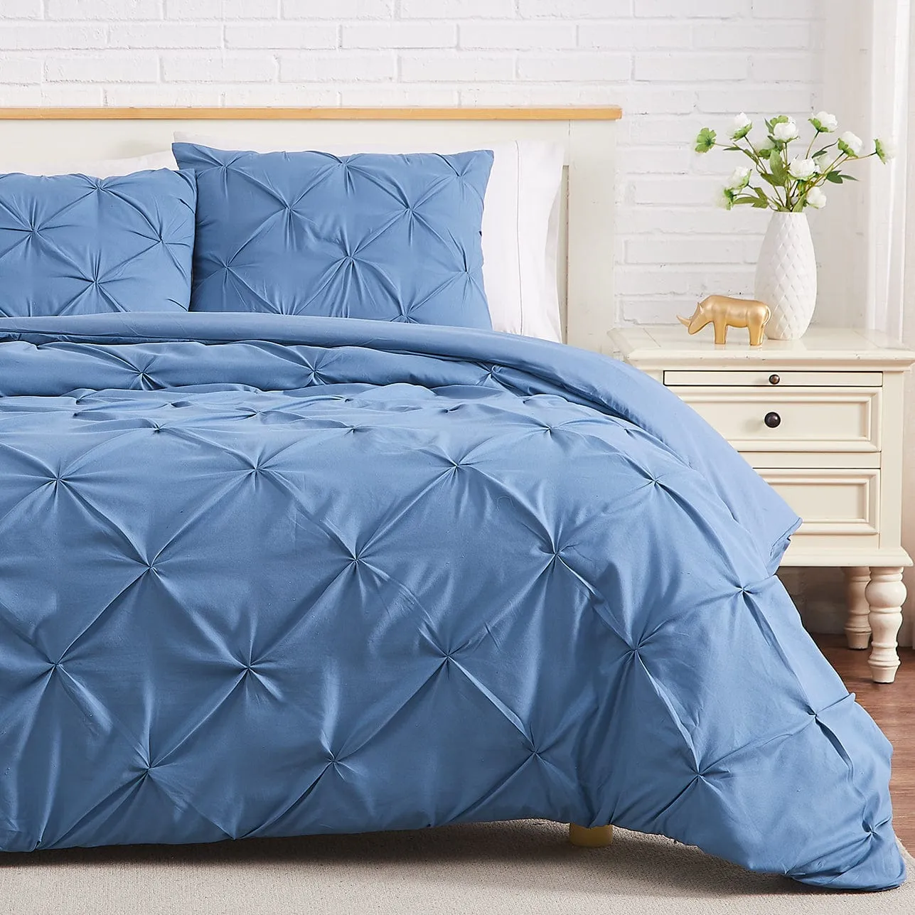 Pintuck Pinch Pleated Duvet Cover Set