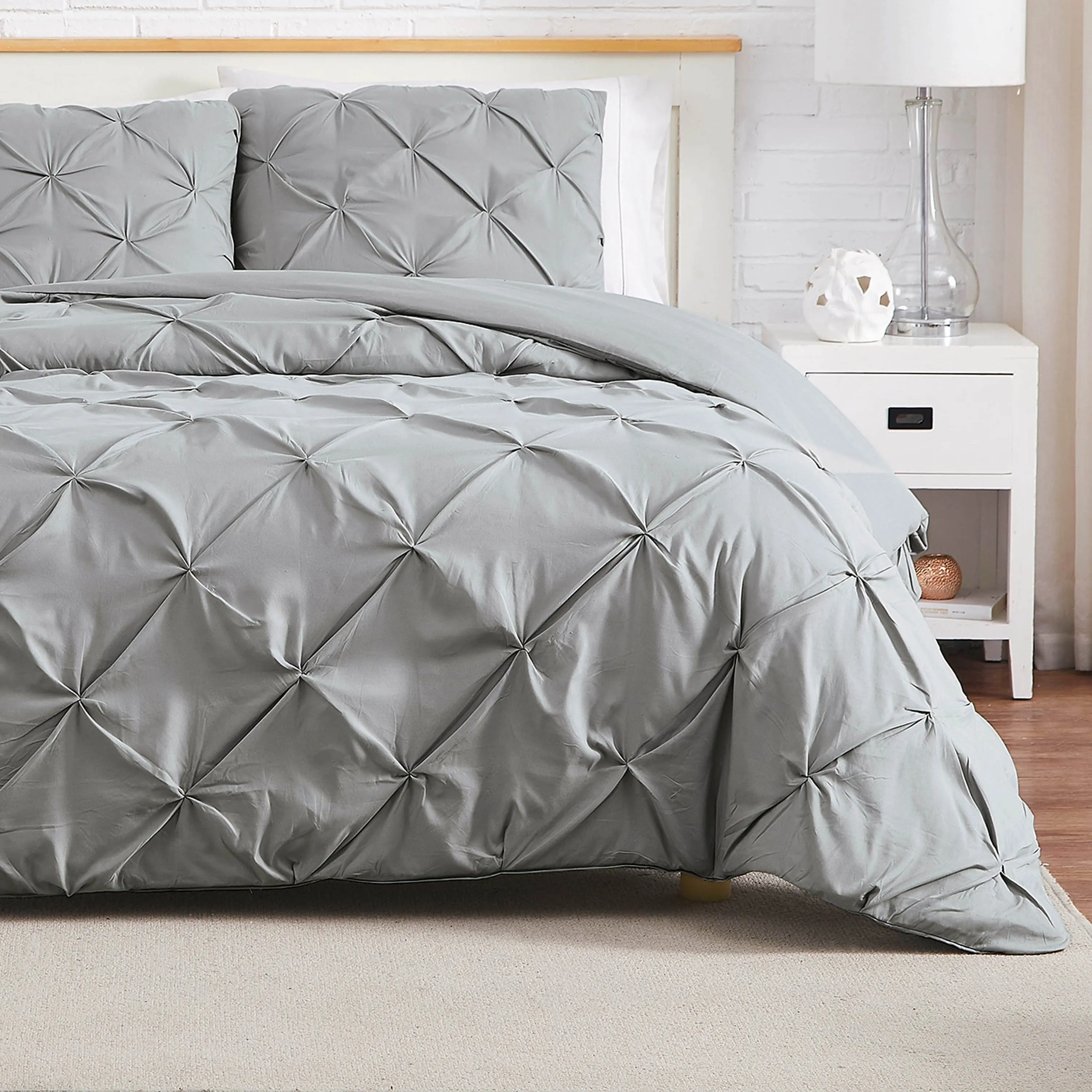 Pintuck Pinch Pleated Duvet Cover Set