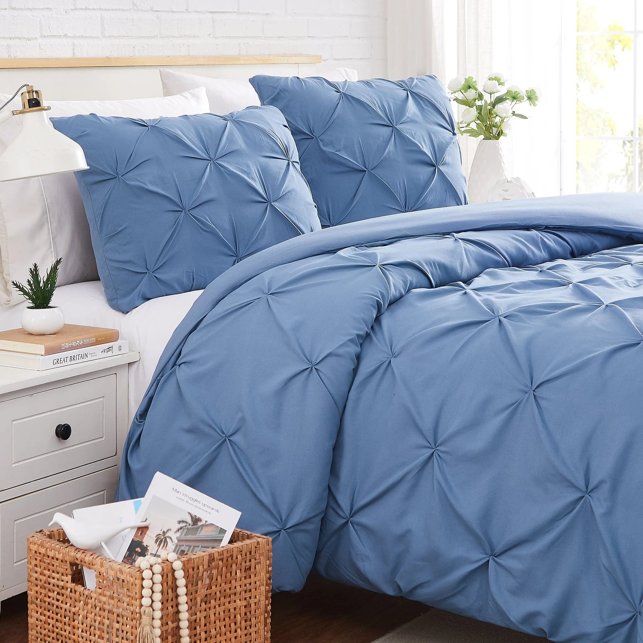 Pintuck Pinch Pleated Duvet Cover Set