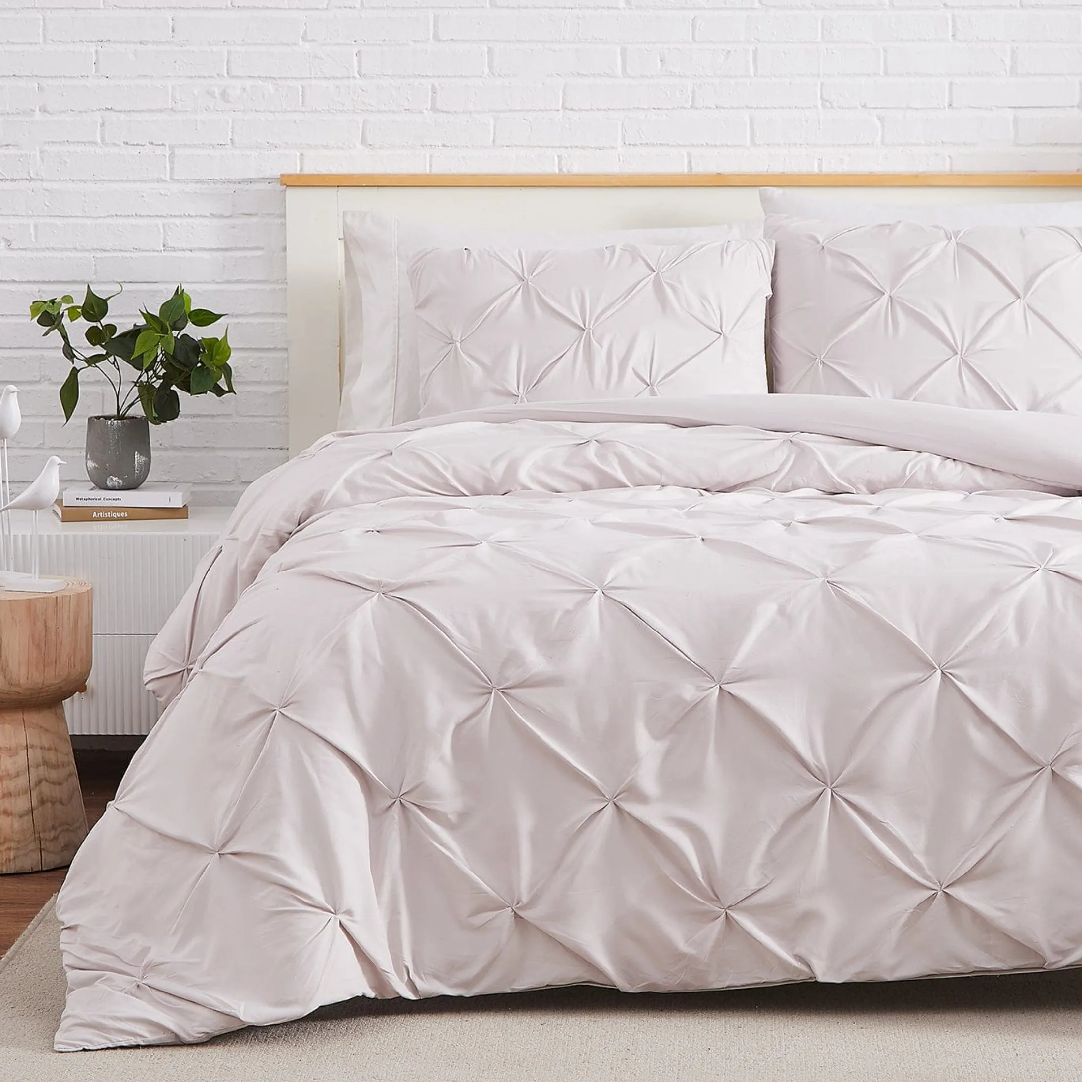 Pintuck Pinch Pleated Duvet Cover Set