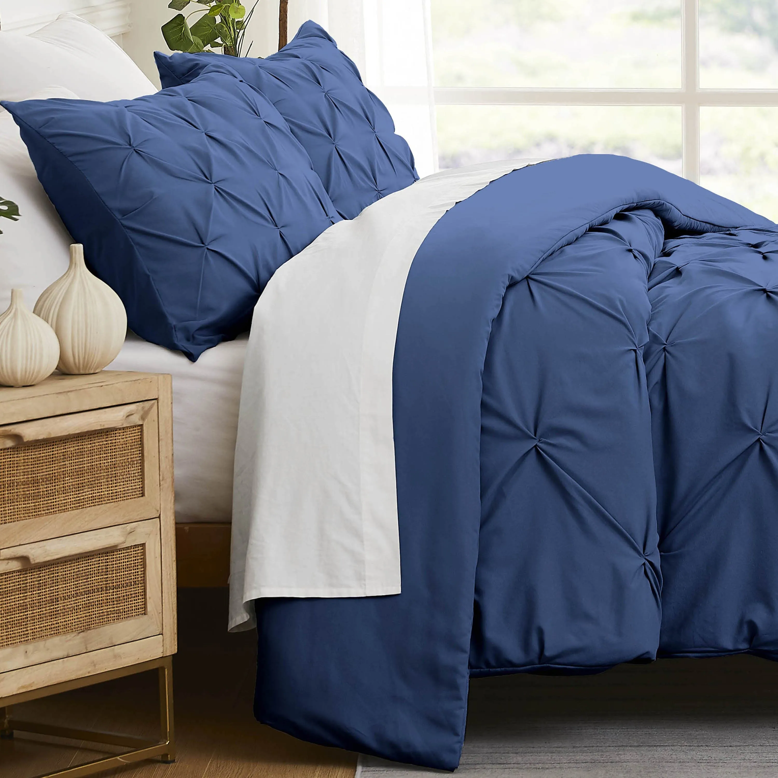 Pintuck Pinch Pleated Duvet Cover Set