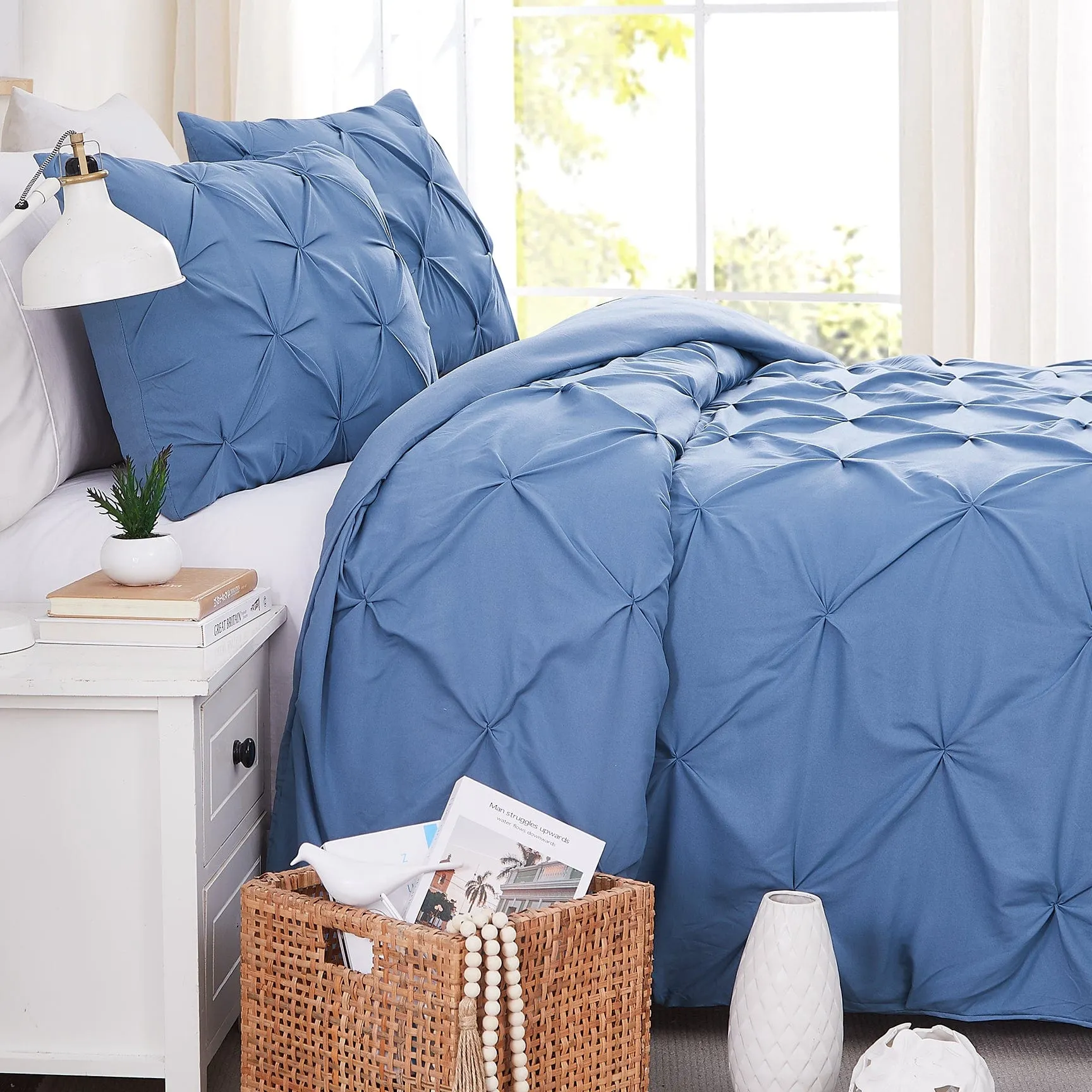 Pintuck Pinch Pleated Duvet Cover Set