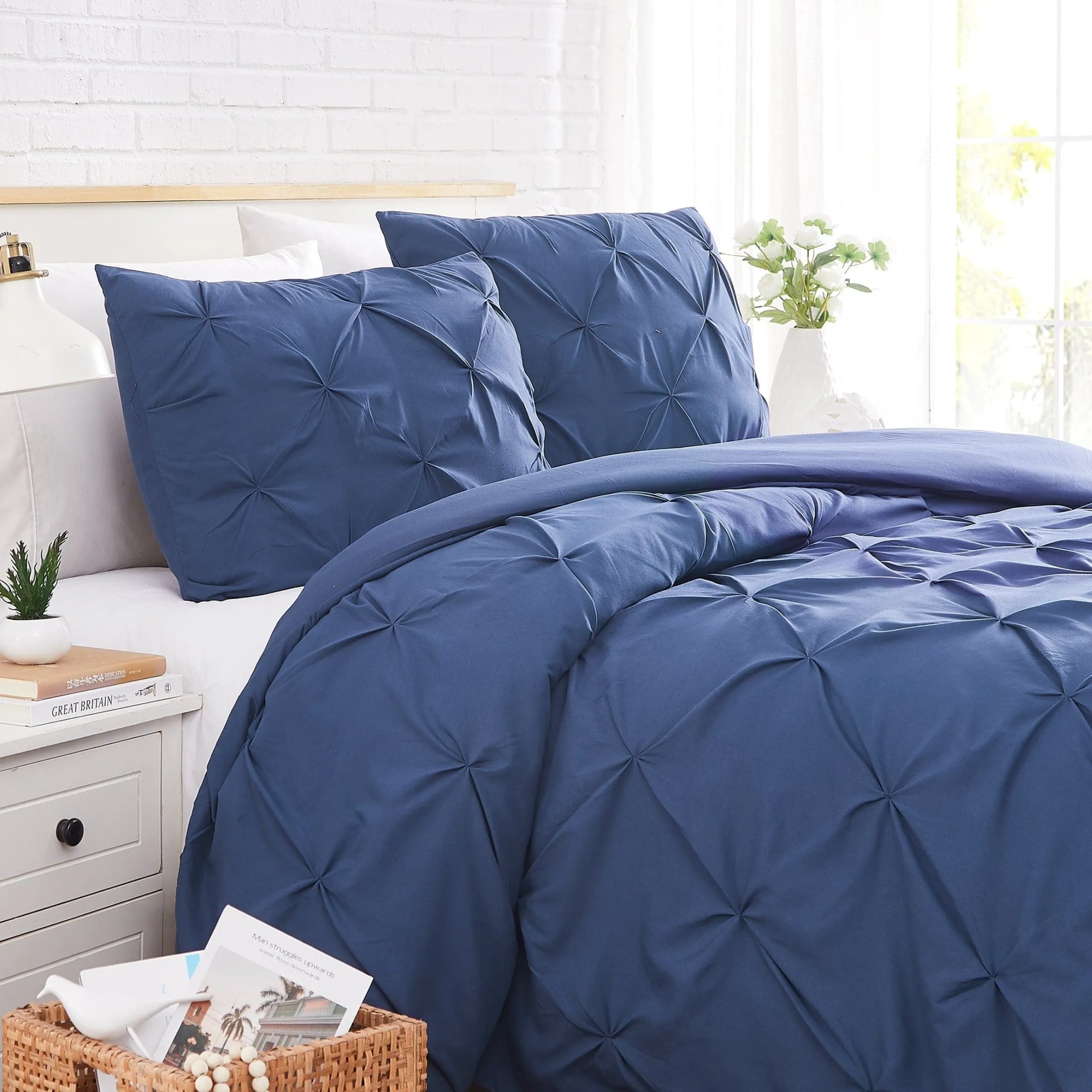 Pintuck Pinch Pleated Duvet Cover Set