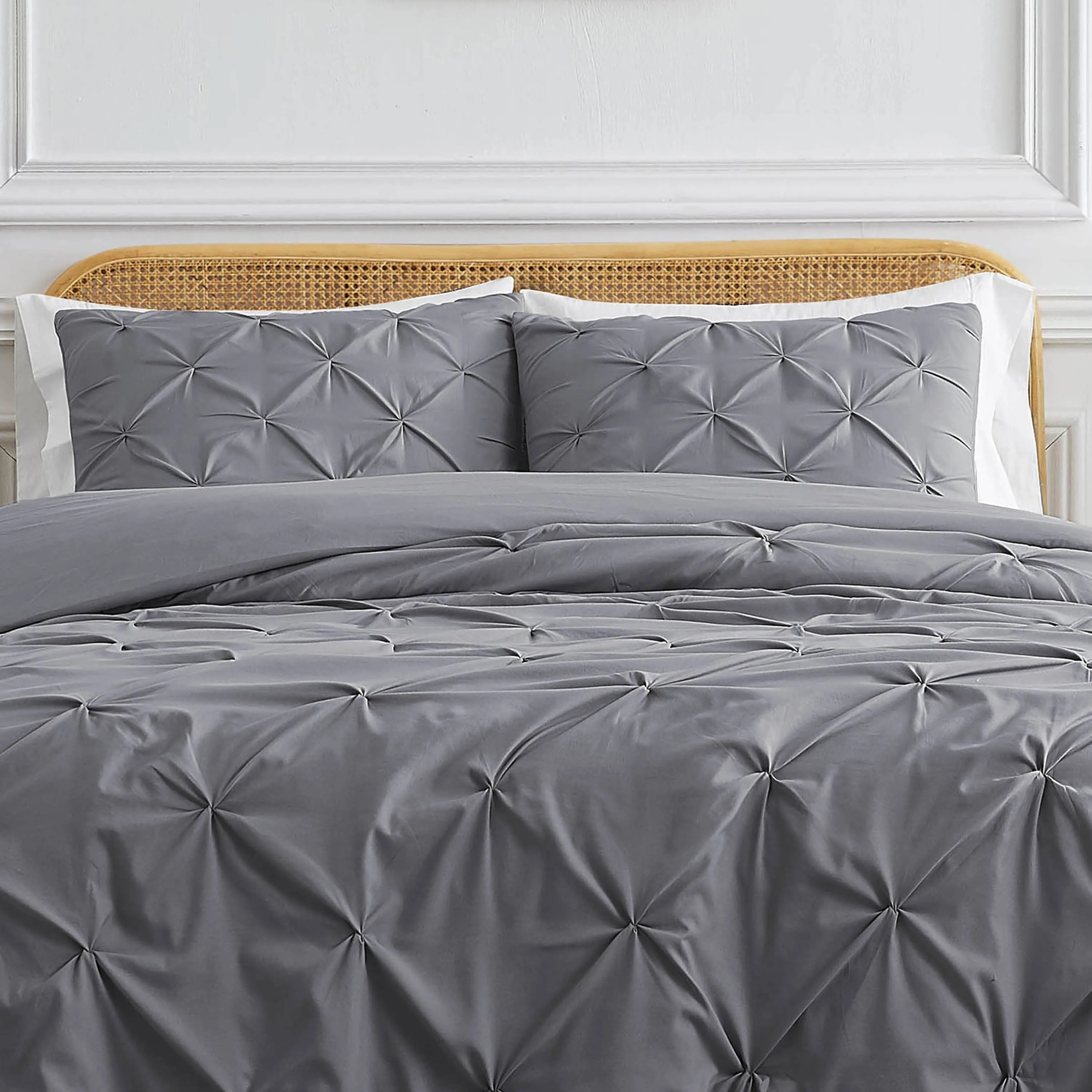 Pintuck Pinch Pleated Duvet Cover Set