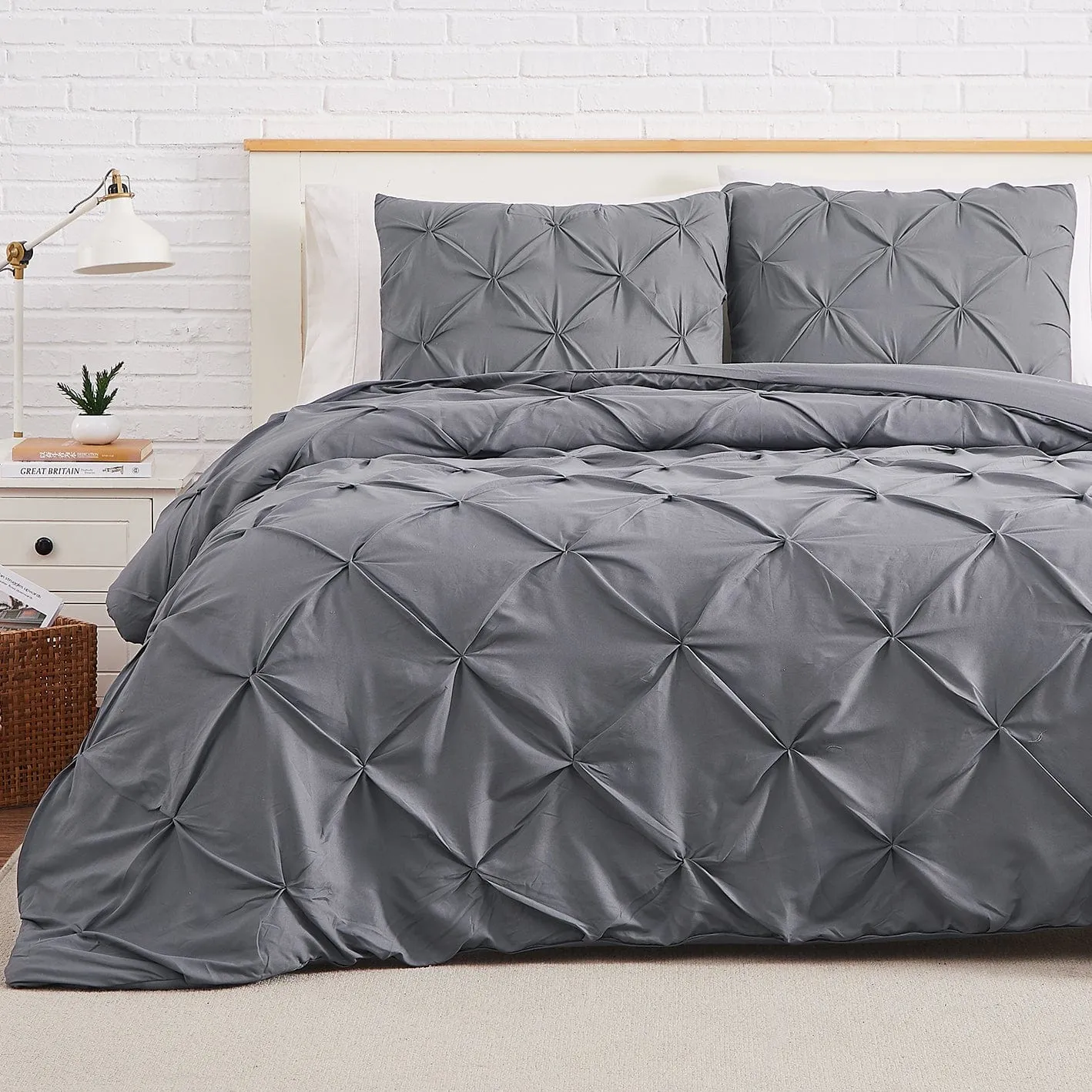 Pintuck Pinch Pleated Duvet Cover Set