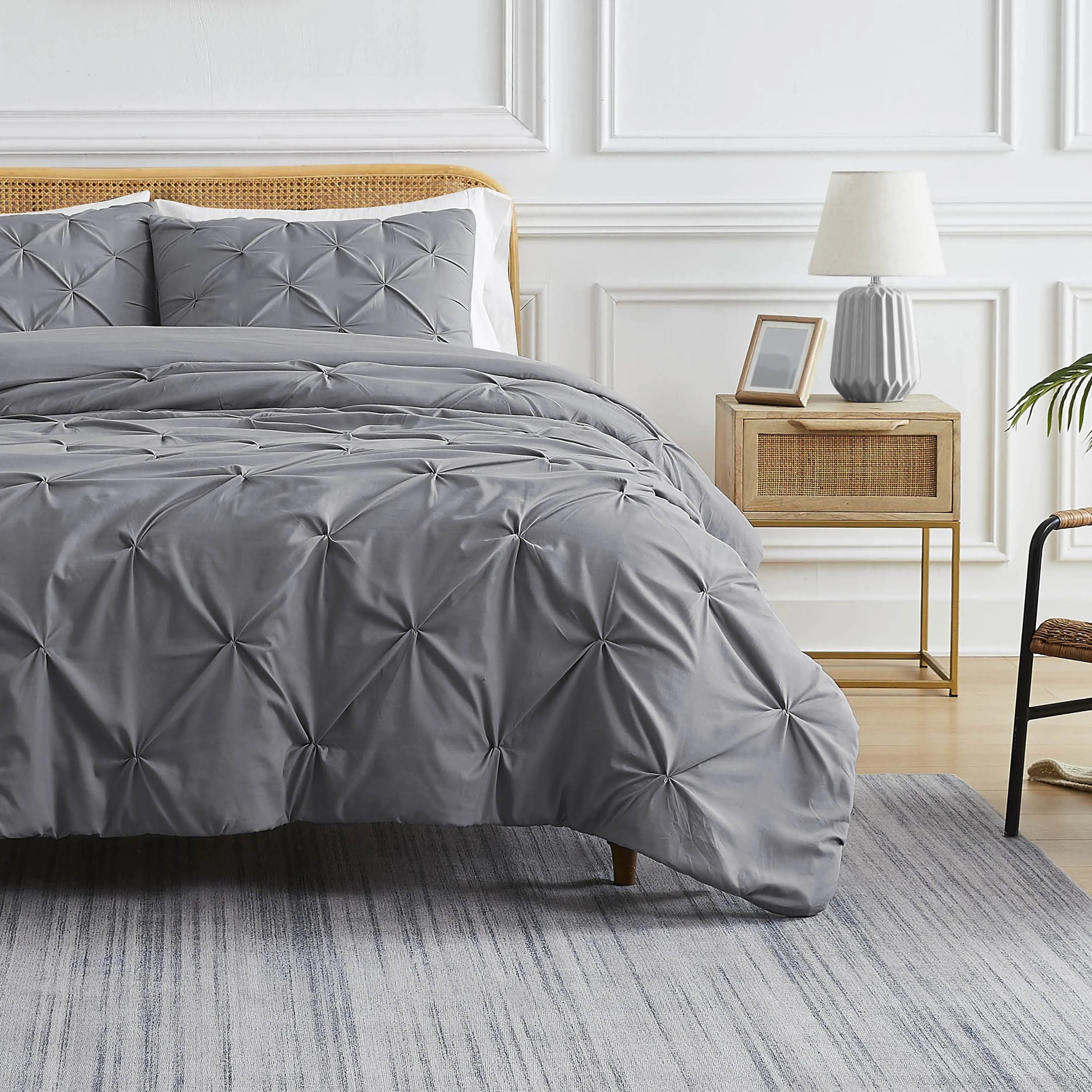 Pintuck Pinch Pleated Duvet Cover Set