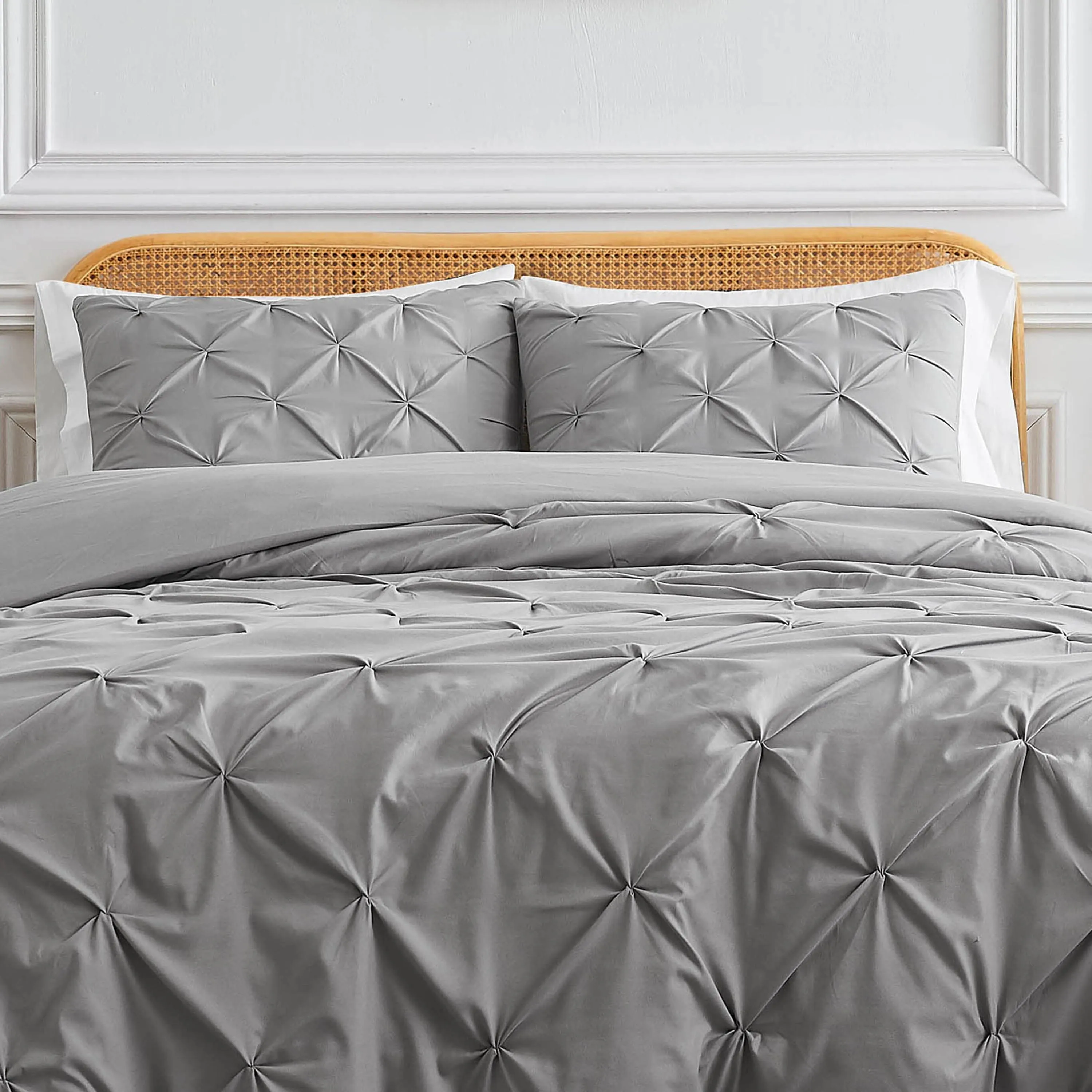 Pintuck Pinch Pleated Duvet Cover Set