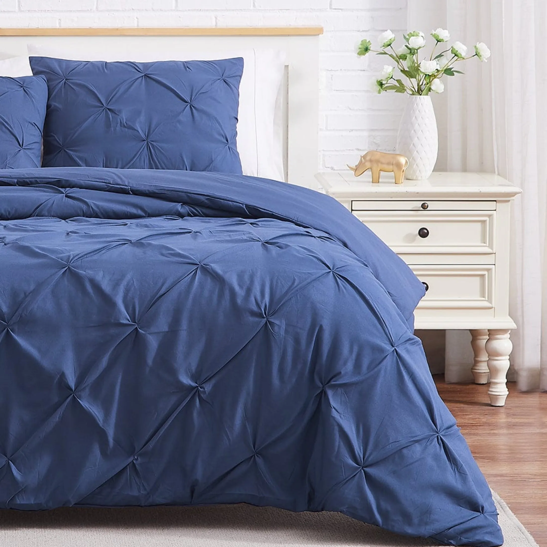 Pintuck Pinch Pleated Duvet Cover Set