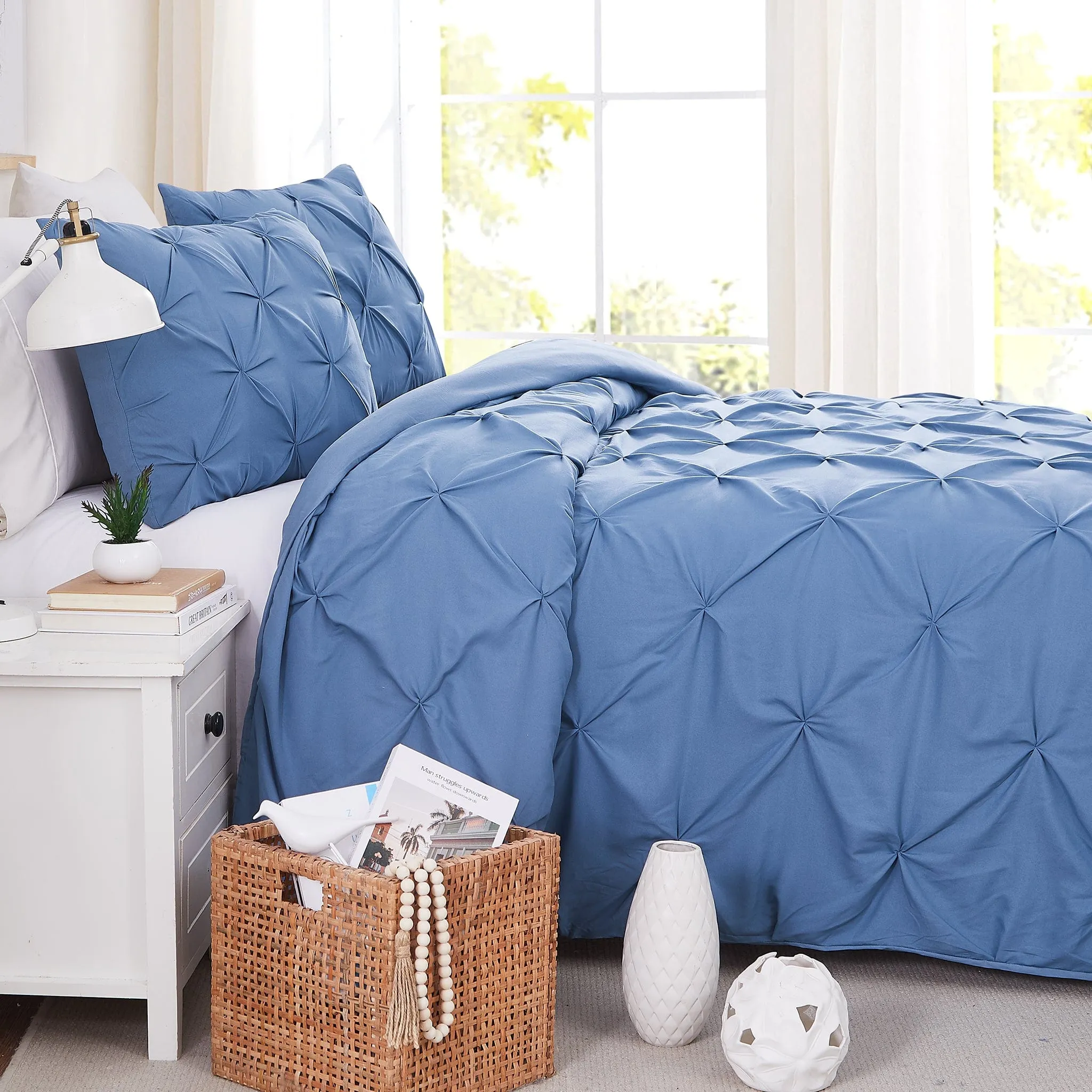 Pintuck Pinch Pleated Duvet Cover Set