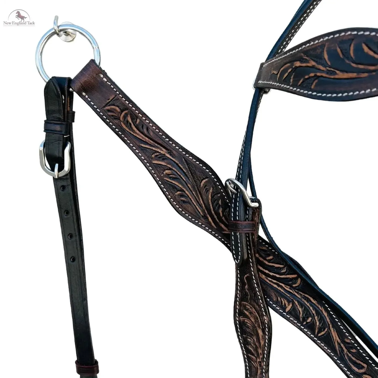 Premium Argentinian Leather Headstall and Breast Collar Floral Tooled