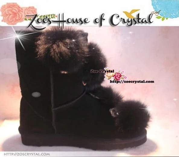 PROMOTION: WINTER Bling and Sparkly Furball SheepSkin Wool Boots w Rhinestones