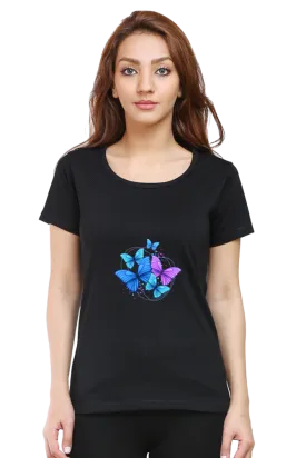 "Butterfly" Front & Back Printed T-Shirt | Stylish Women's Printed Tee | Unique Designs, Comfortable Fit, Perfect for Everyday Wear and Gifting