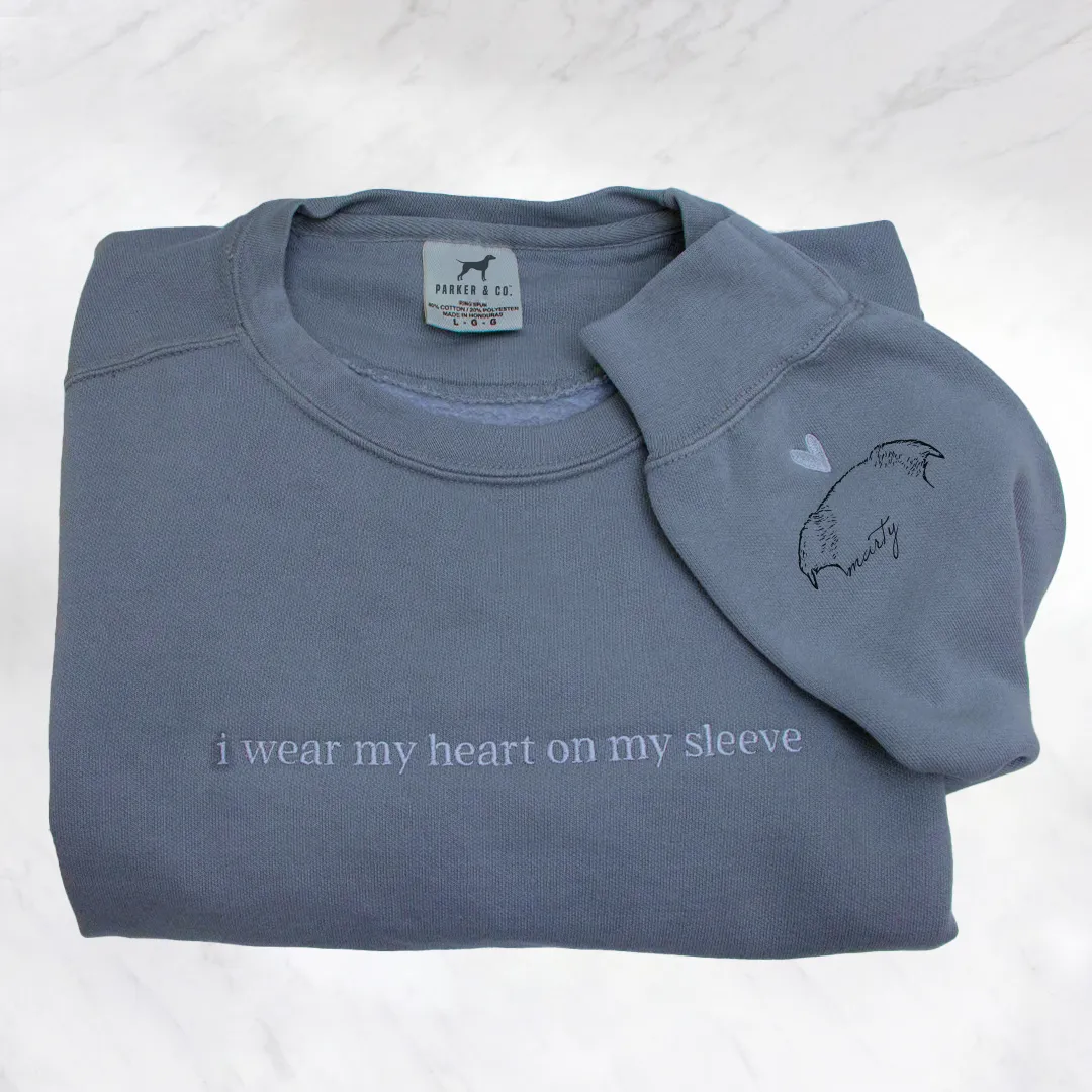 "Heart on my sleeve" Embroidered Custom Crewneck, Unisex