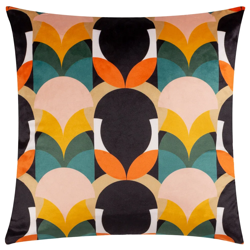 Raeya Art Deco Cushion Peach/Black