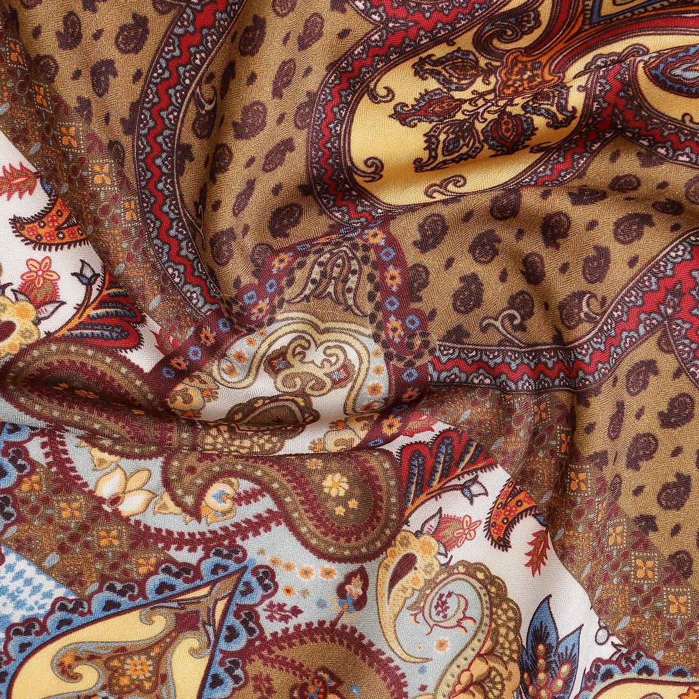 REFLEXTION Wool Silk Brown Printed Stole