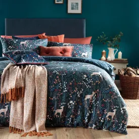 Richmond Botanical Woodland Duvet Cover Set Midnight Blue