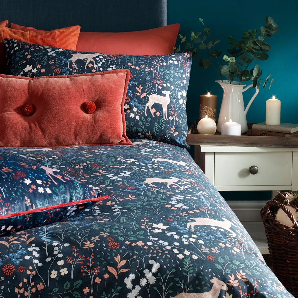 Richmond Botanical Woodland Duvet Cover Set Midnight Blue