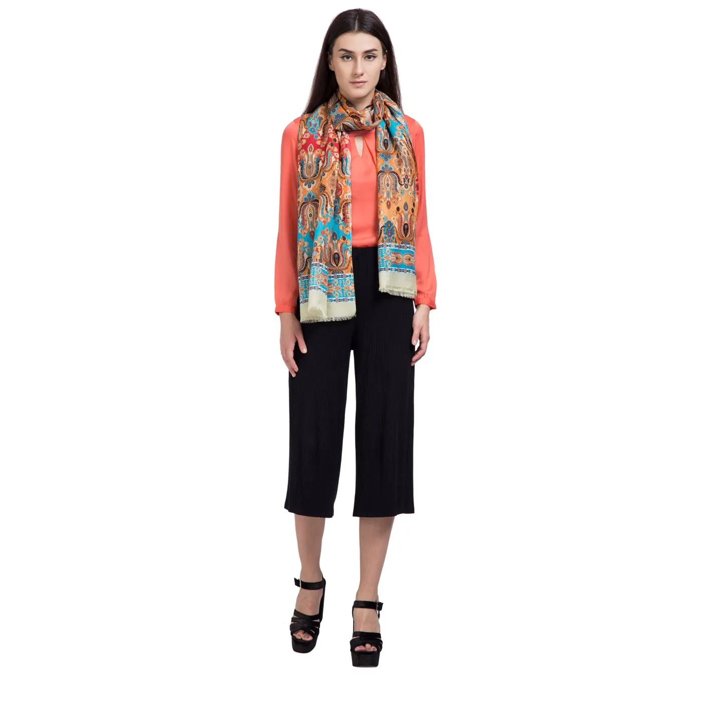 Rising Tide Printed Wool Lurex Stole