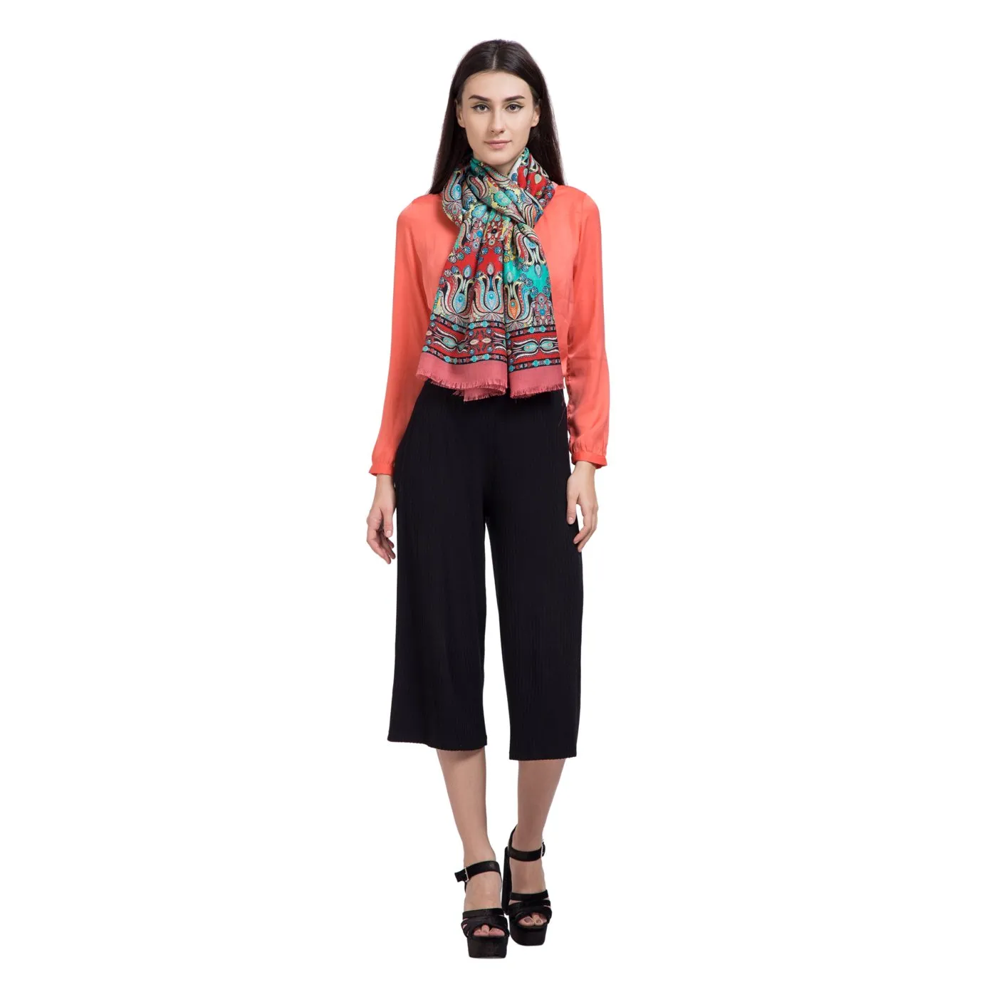 Rising Tide Printed Wool Lurex Stole