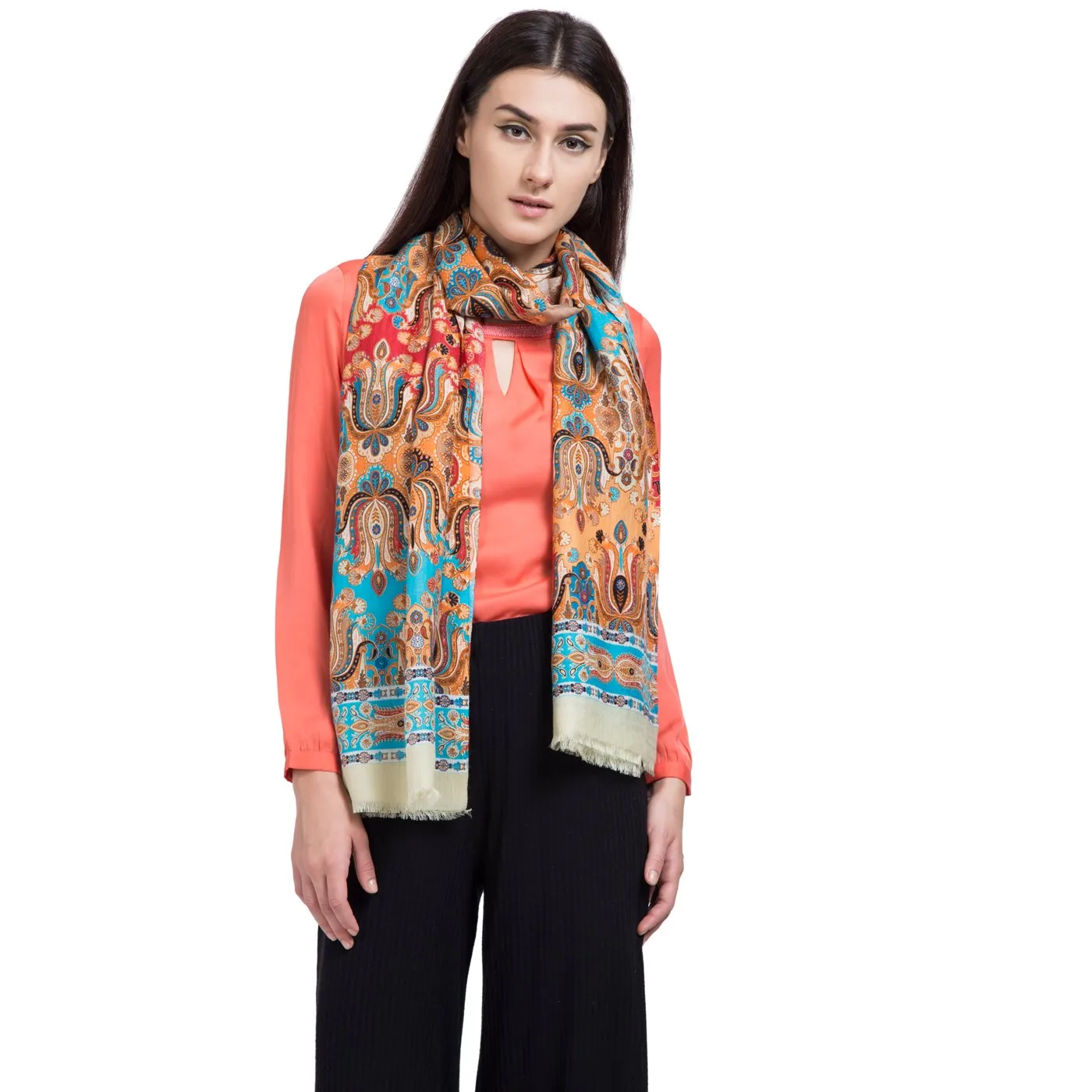 Rising Tide Printed Wool Lurex Stole