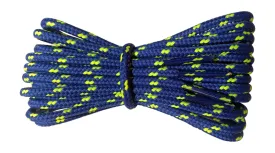 Round 4 mm Royal with Lime flecks boot laces for walking and casual boots