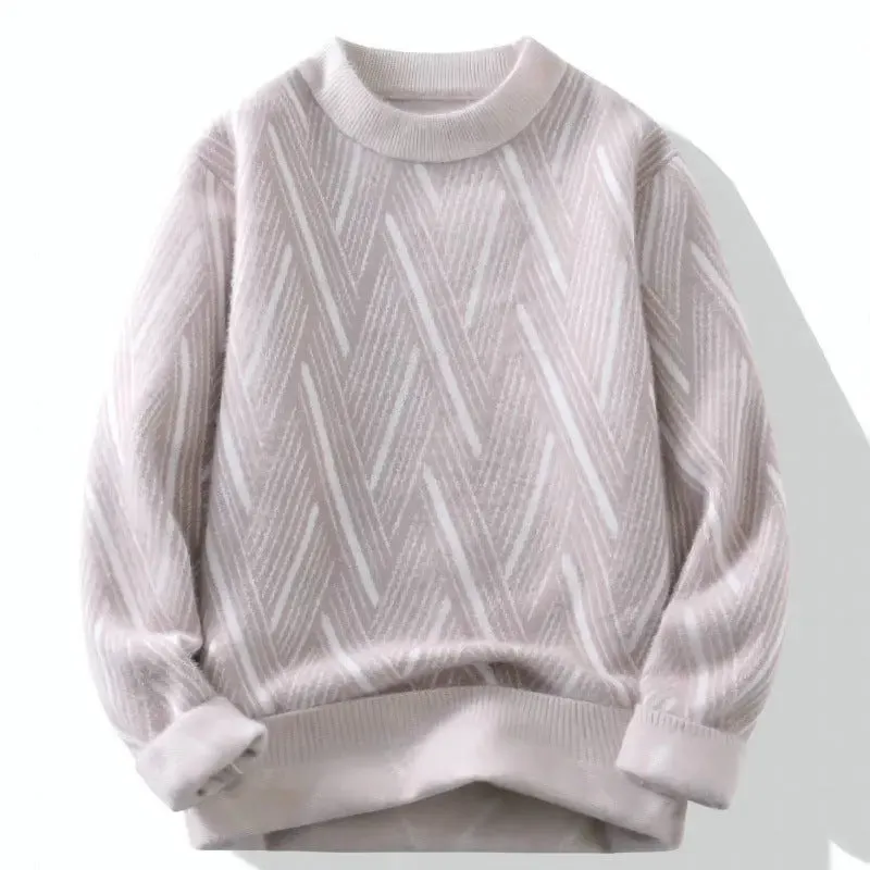 Round Neck Sweater Men's Winter Rhombus Sweater